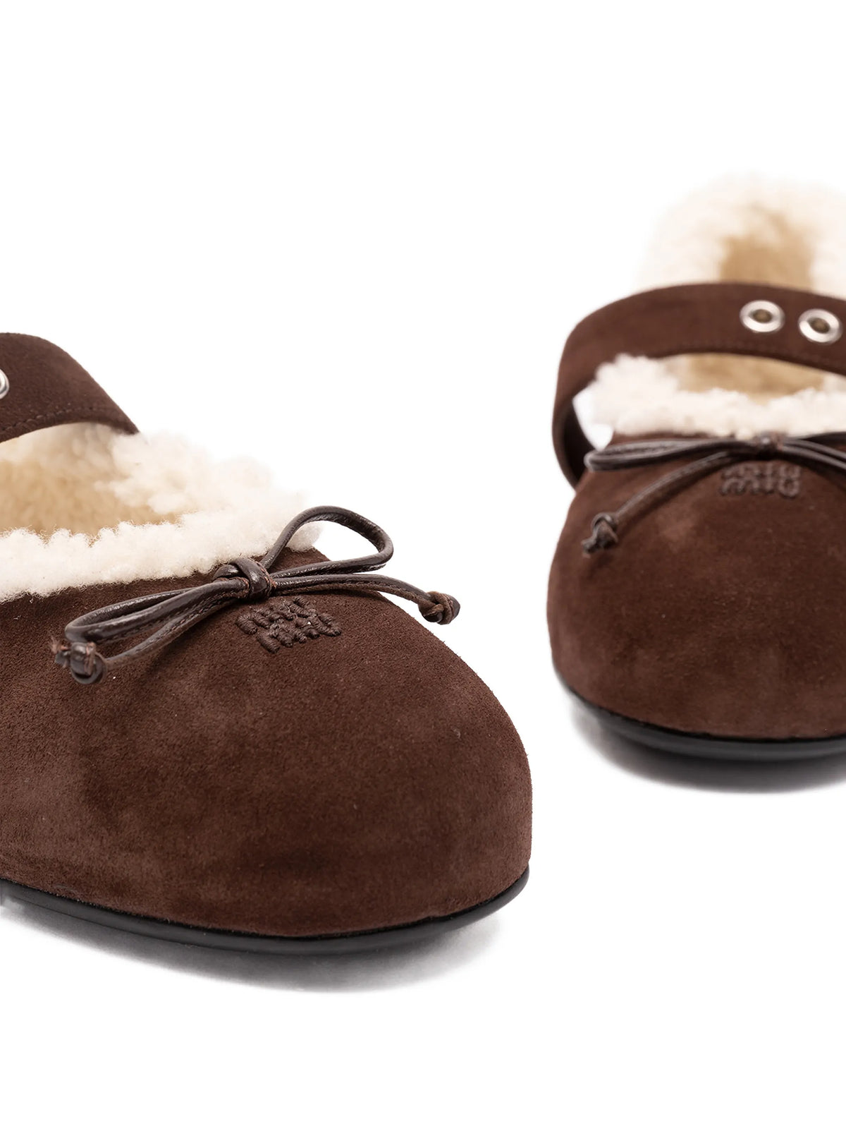 suede and shearling ballerinas