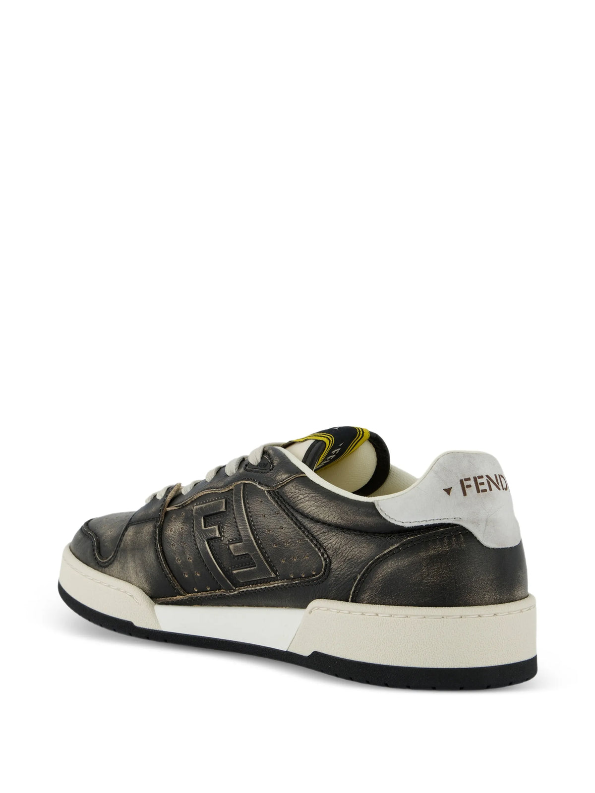 Match distressed-effect logo-patch sneakers