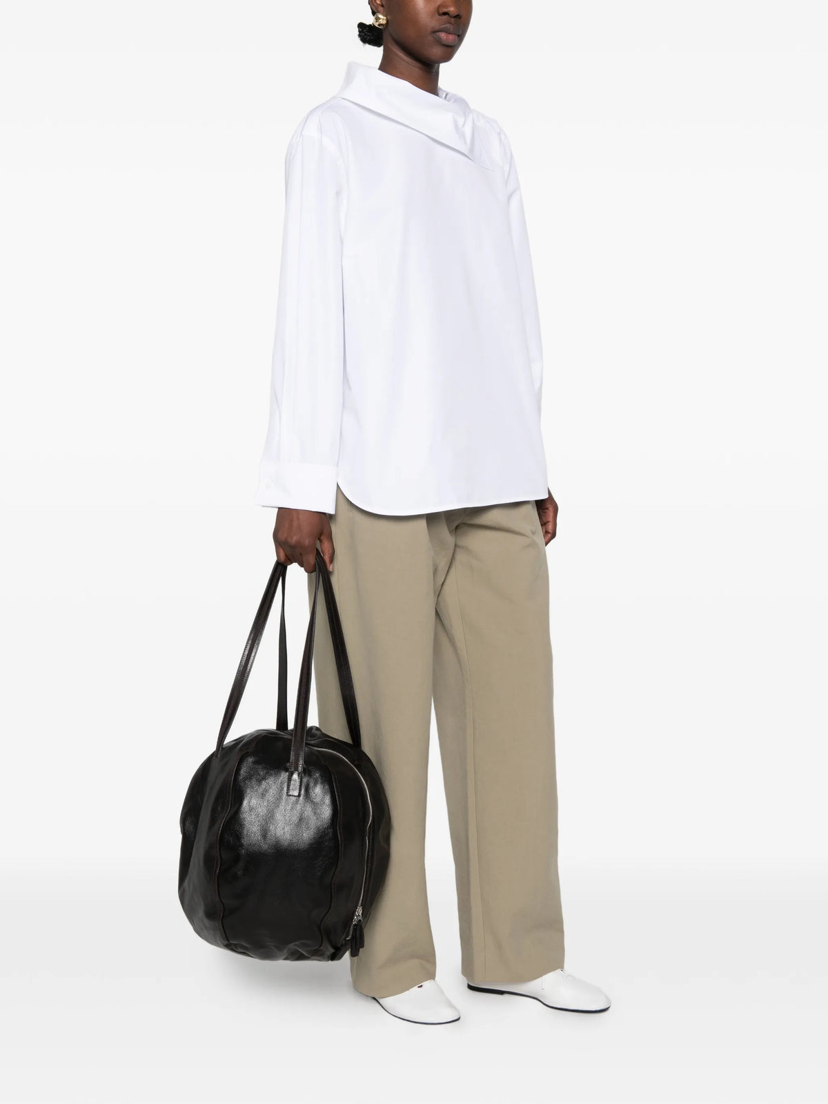 Helmet leather hobo bag