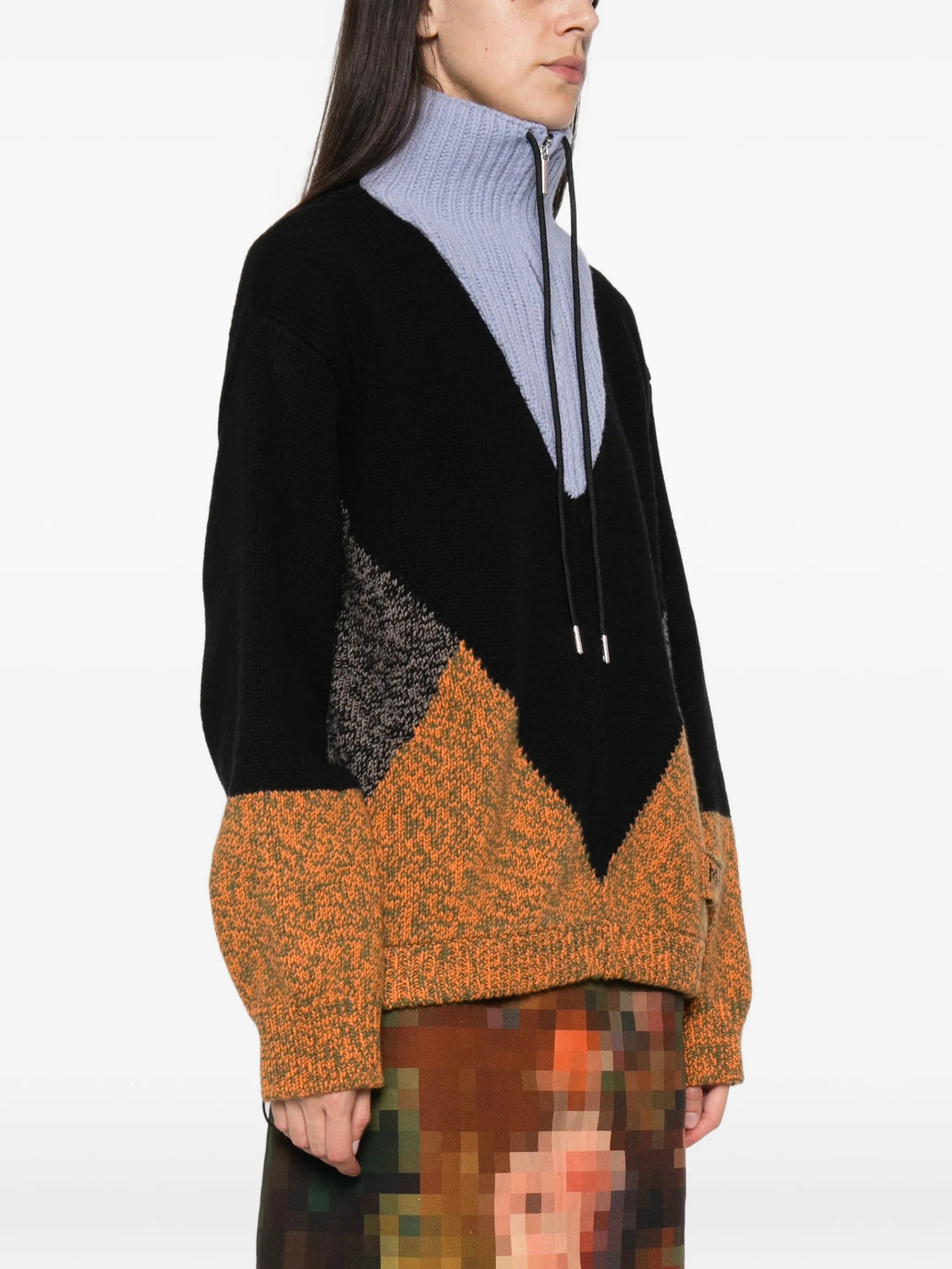 colour-block intarsia-knit sweater