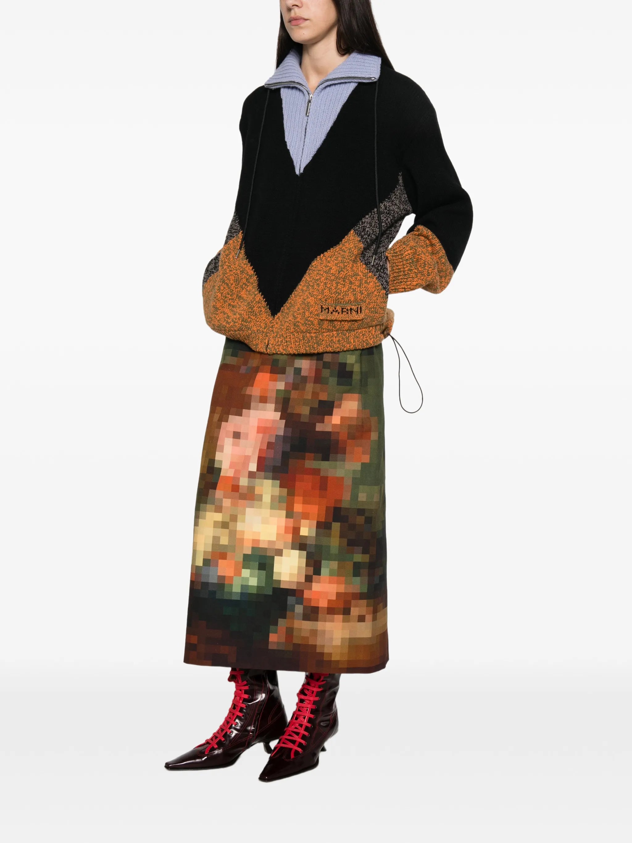 colour-block intarsia-knit sweater