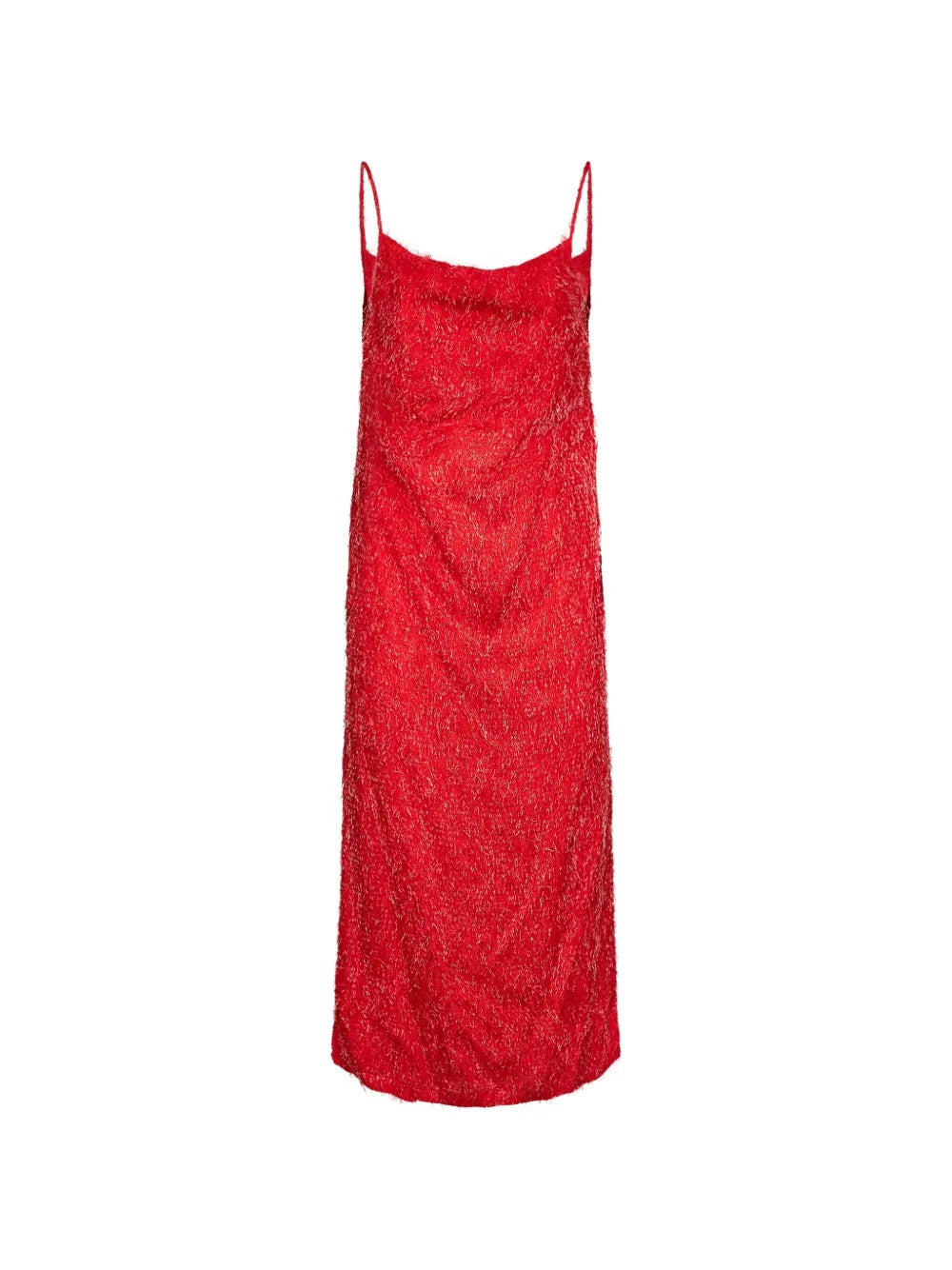 cowl-neck fringed midi dress