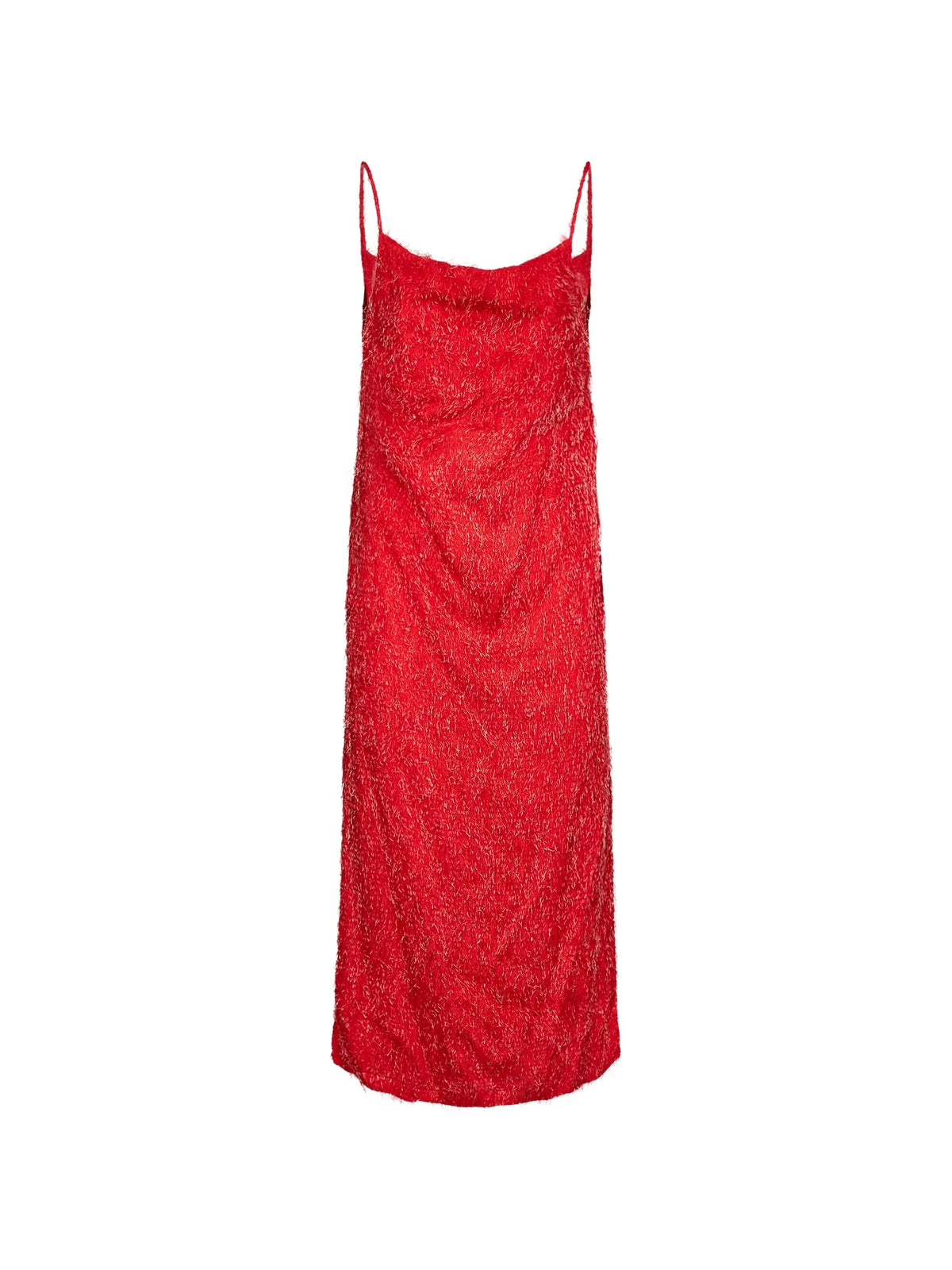 cowl-neck fringed midi dress