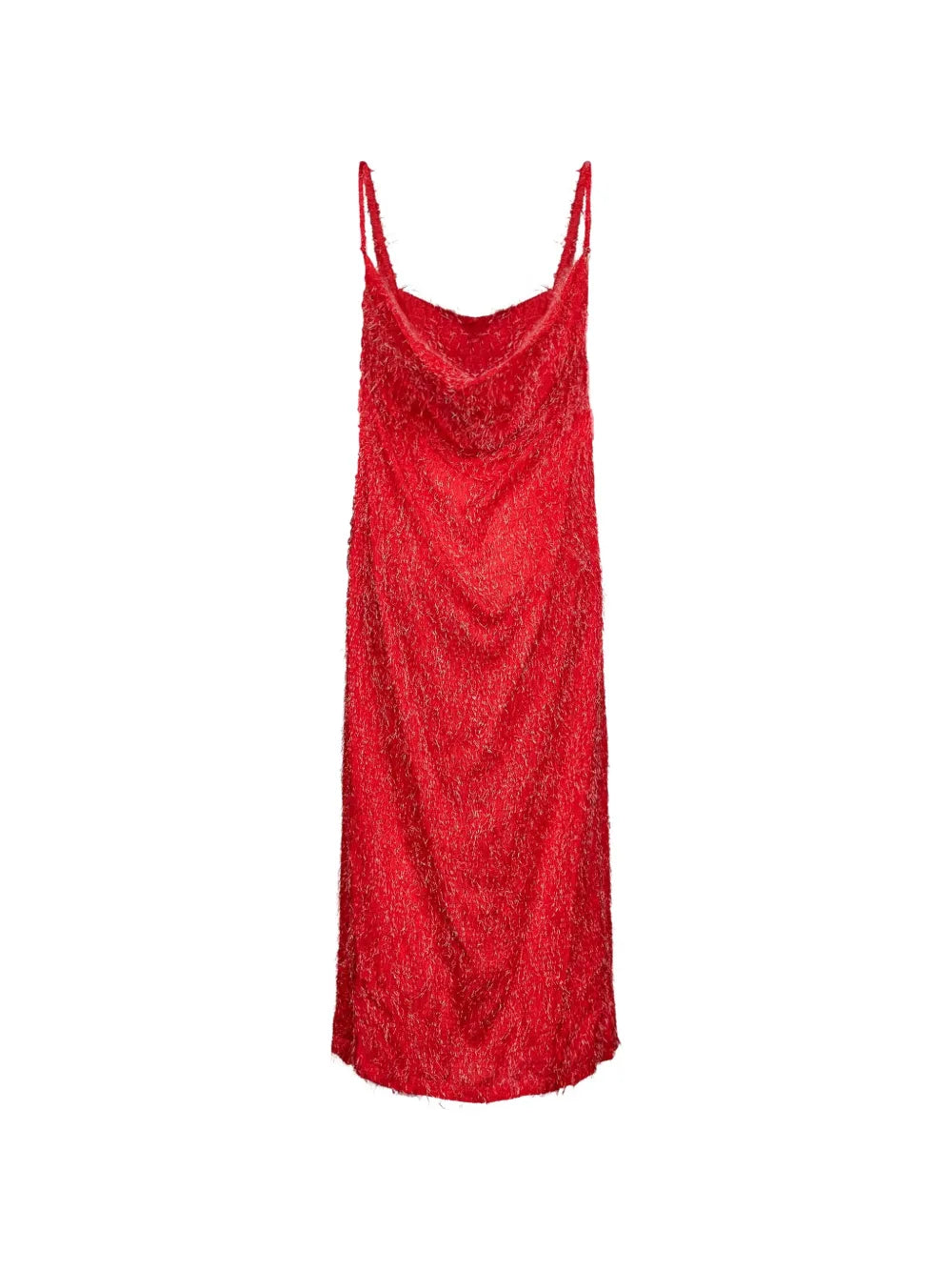 cowl-neck fringed midi dress