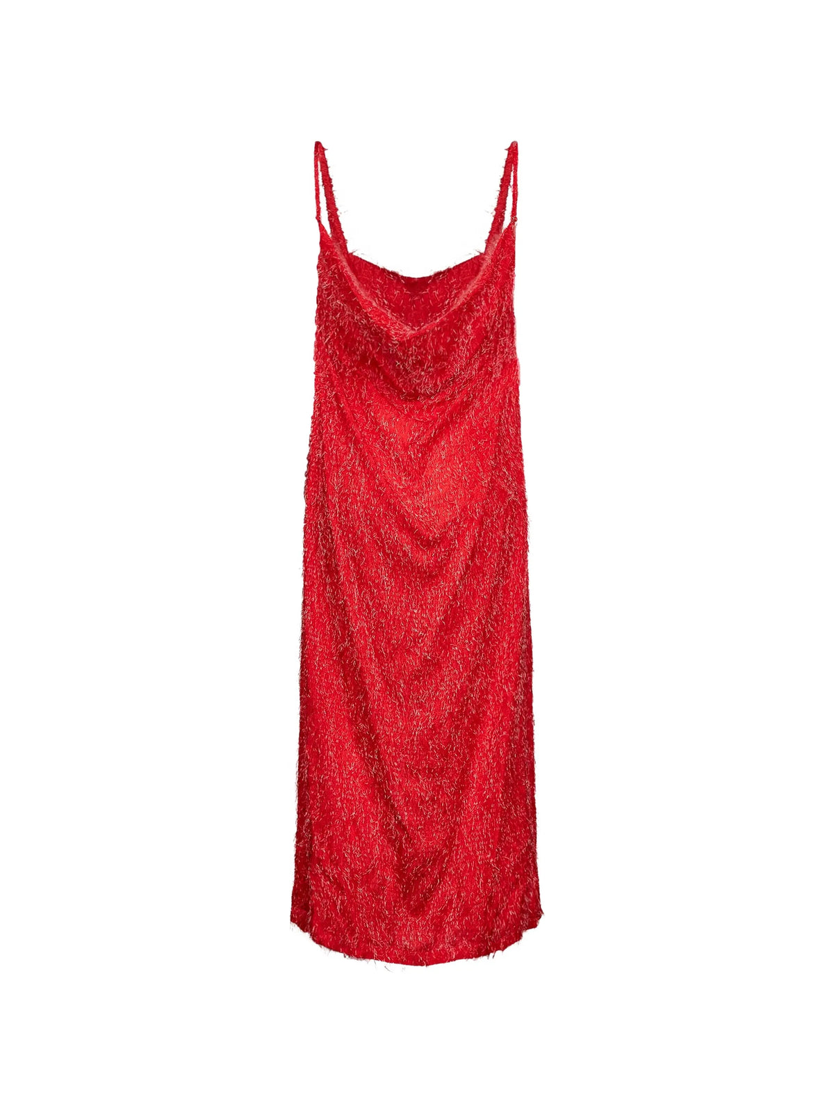 cowl-neck fringed midi dress