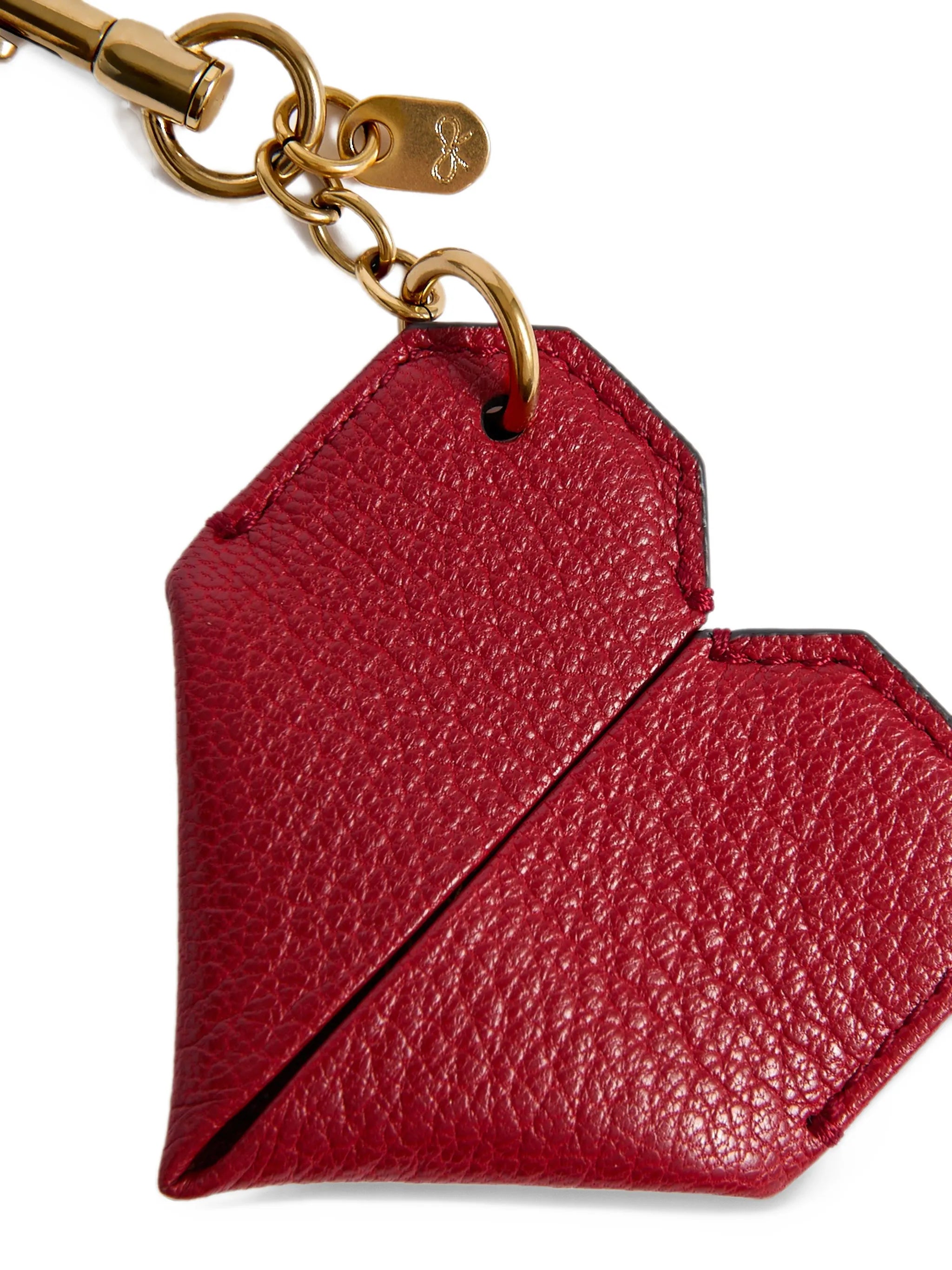 origami-heart leather keychain