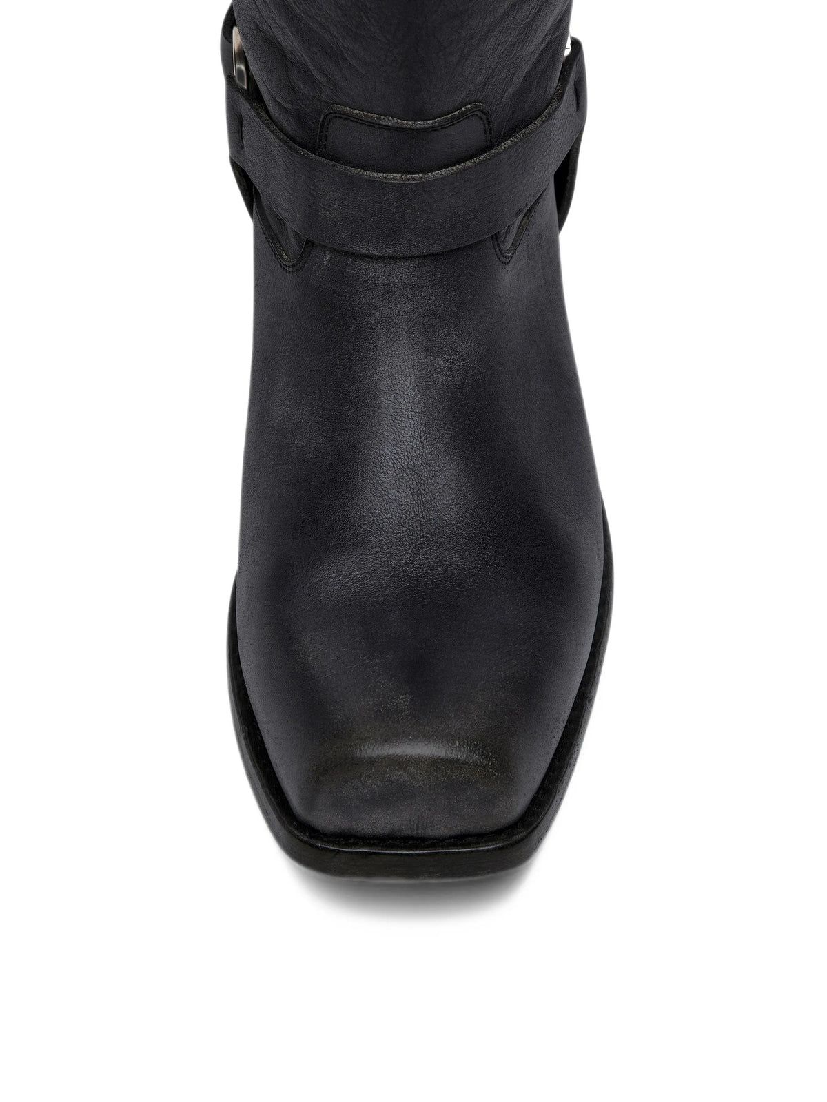 distressed harness boots