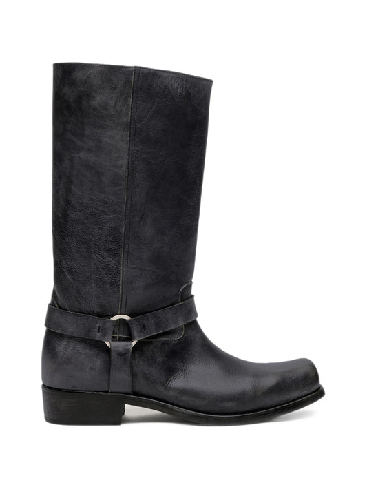 distressed harness boots