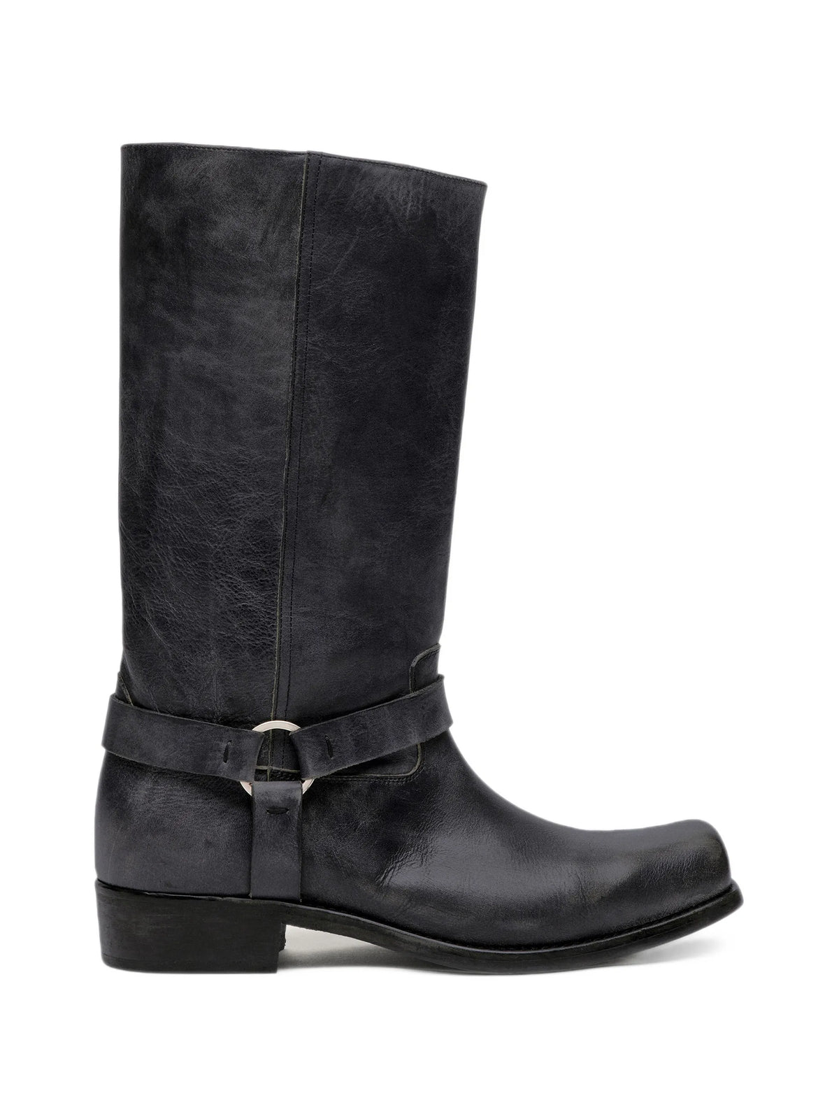 distressed harness boots