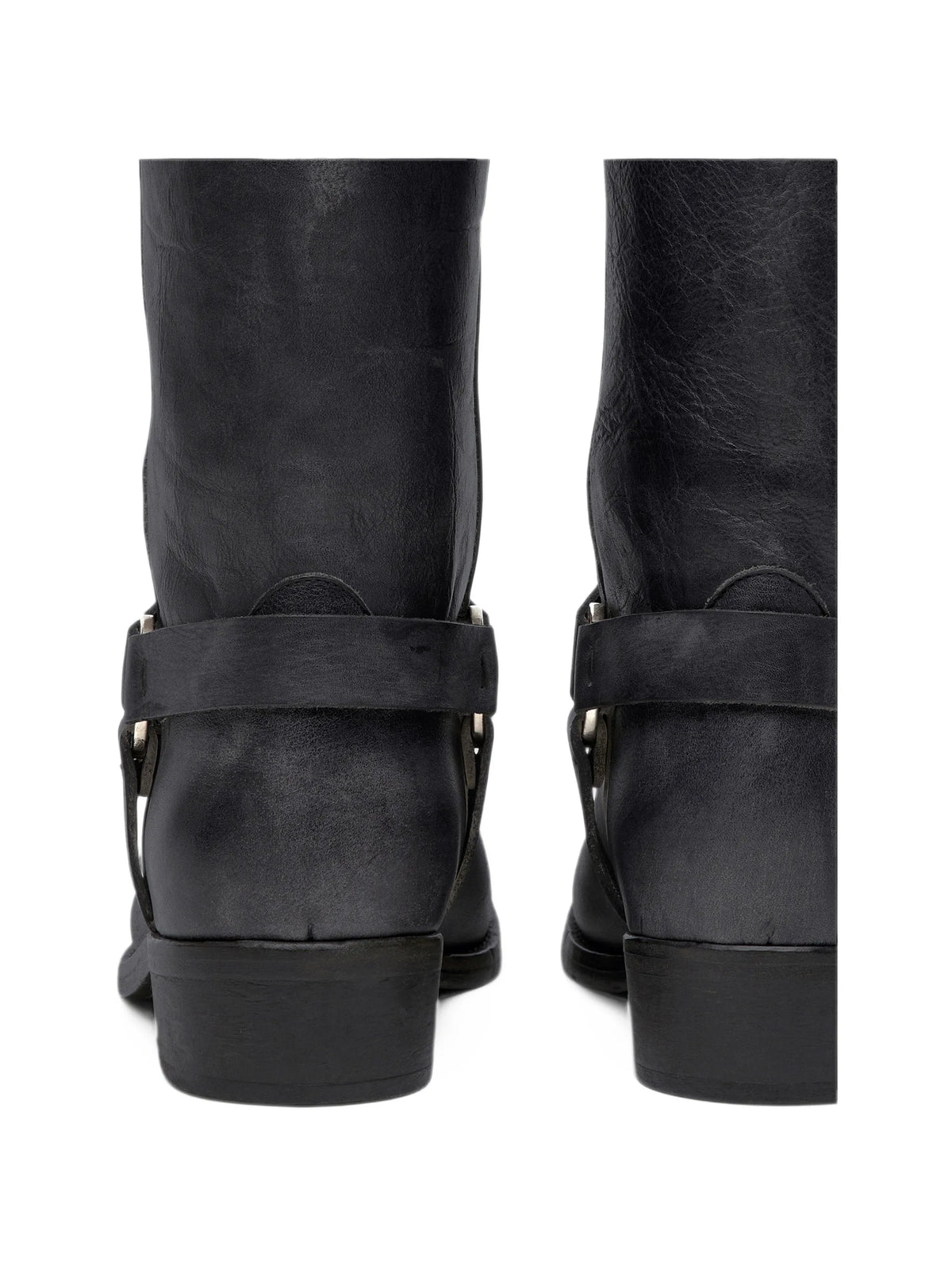 distressed harness boots