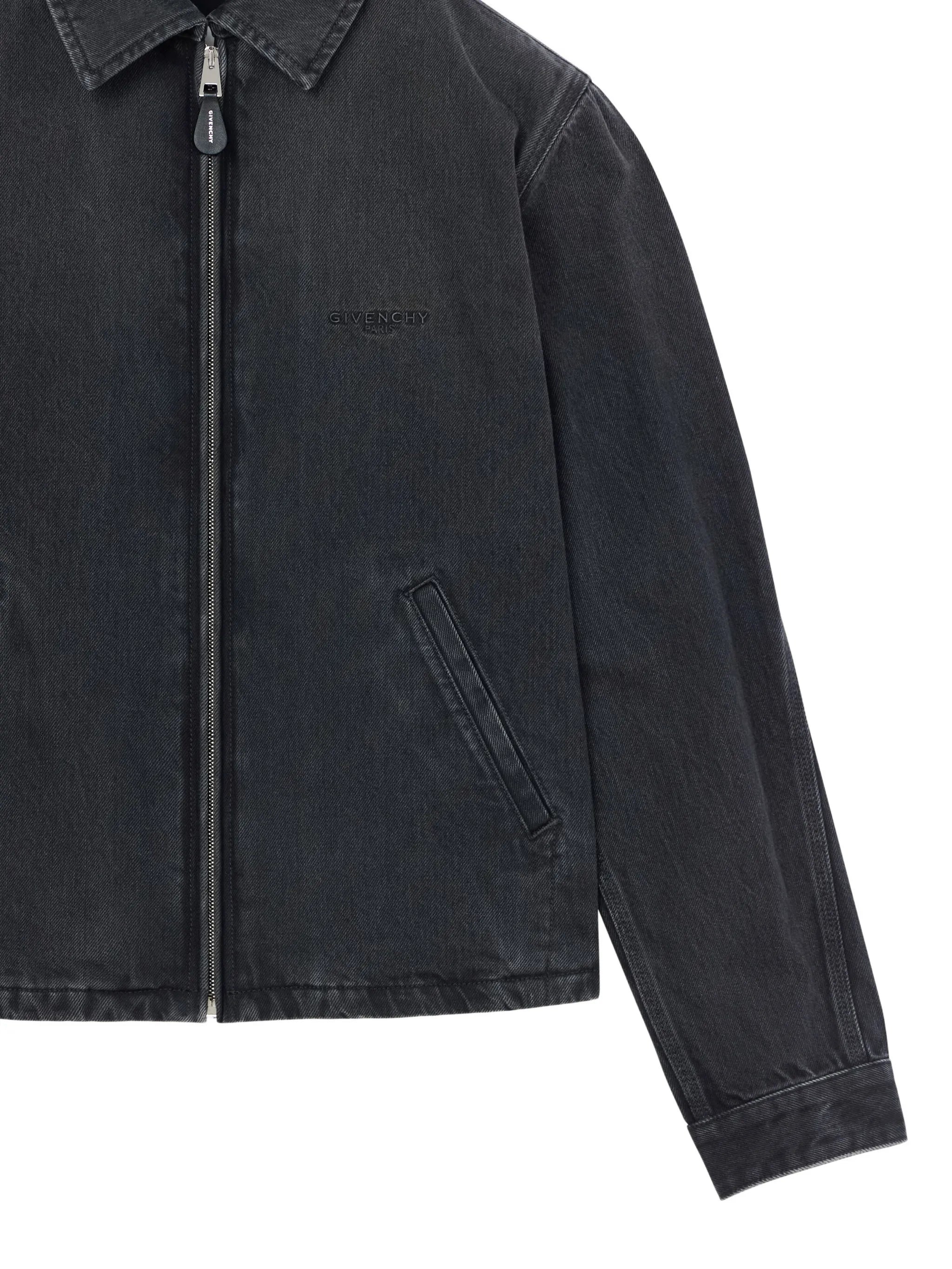 Couture Seam zipped jacket in black denim