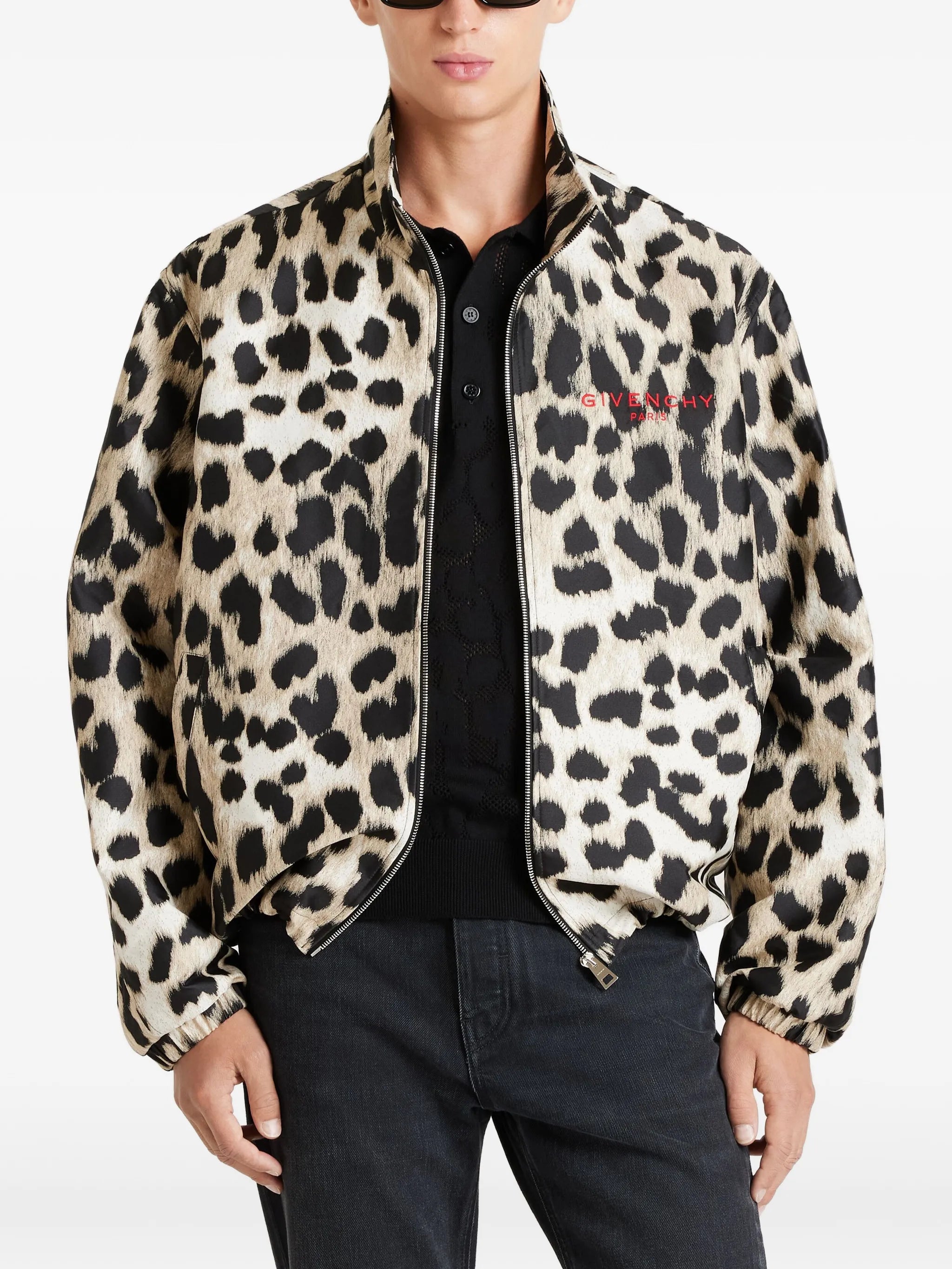 Couture Seam leopard-jacquard windbreaker