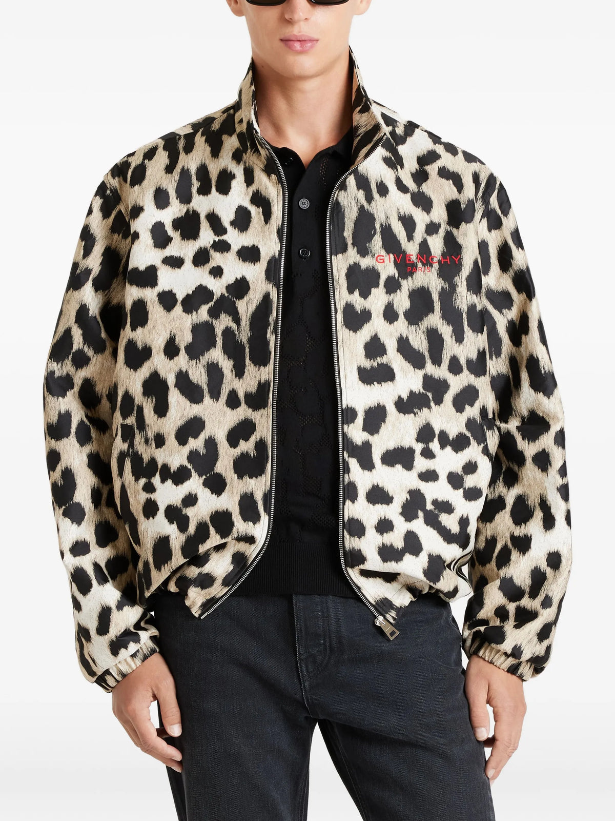 Couture Seam leopard-jacquard windbreaker