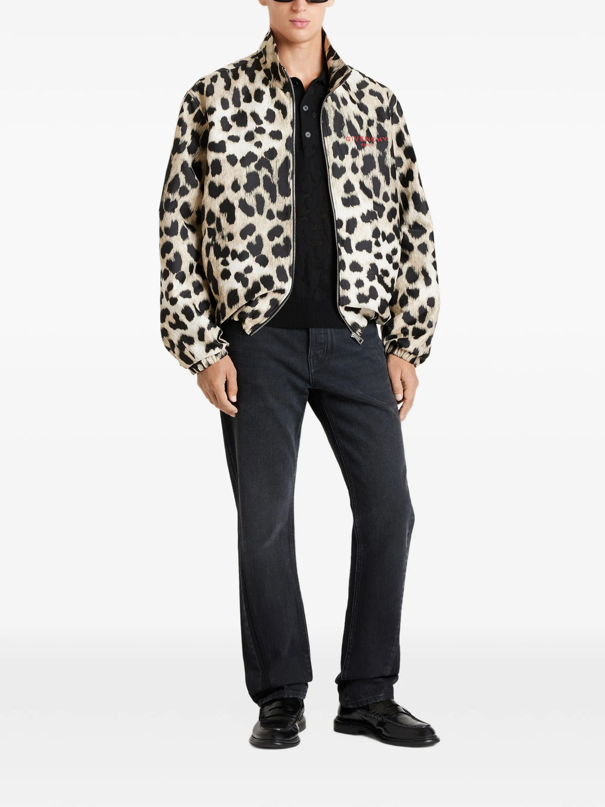 Couture Seam leopard-jacquard windbreaker