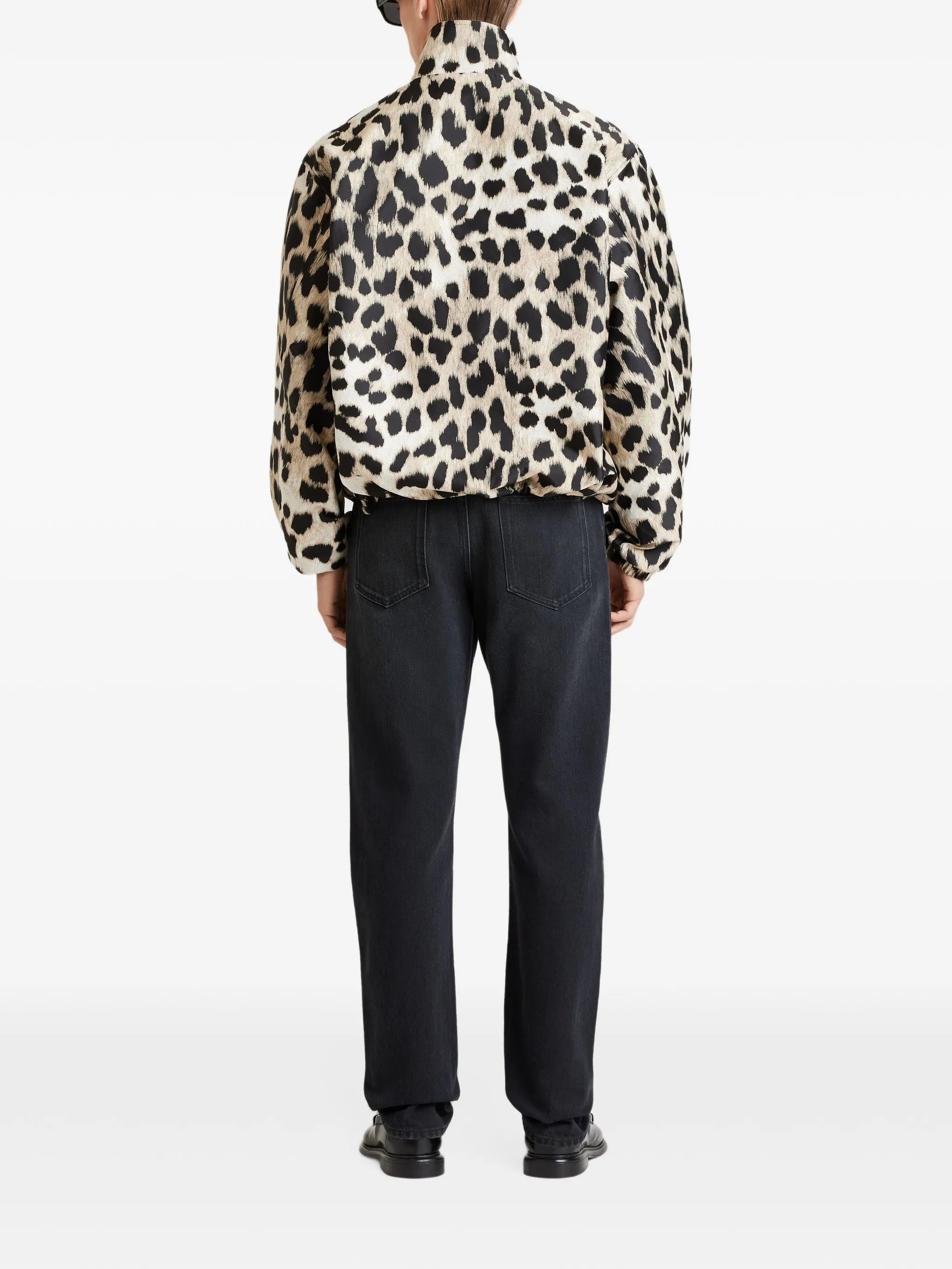 Couture Seam leopard-jacquard windbreaker