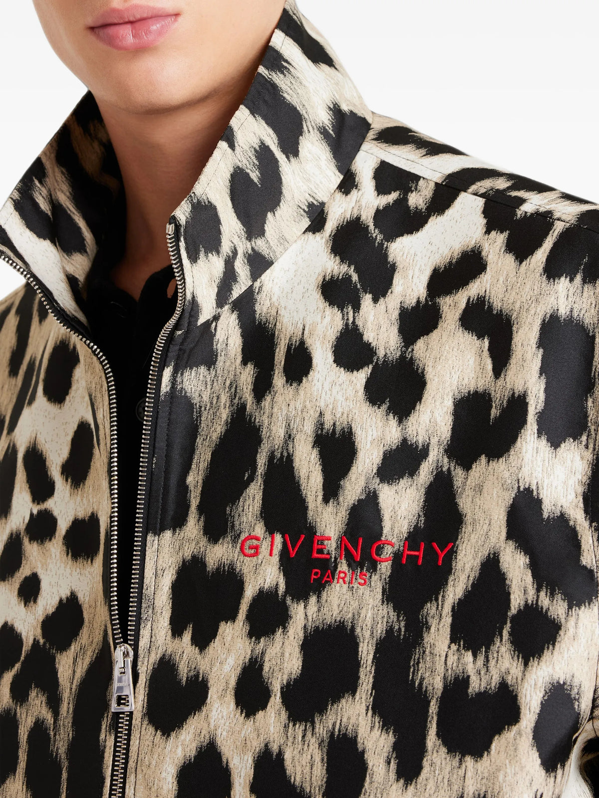 Couture Seam leopard-jacquard windbreaker