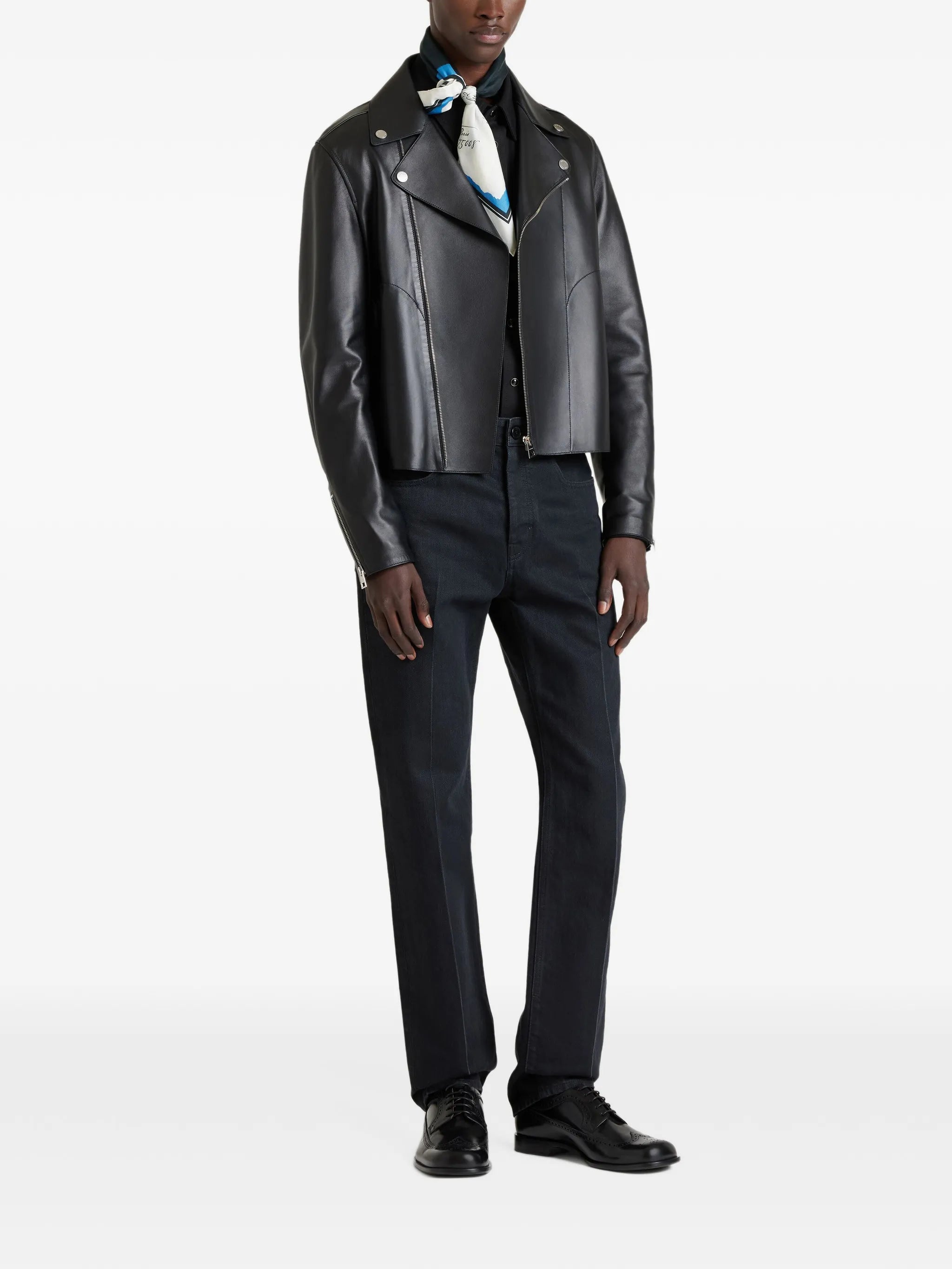 Couture Seam zipped blouson in nappa leather