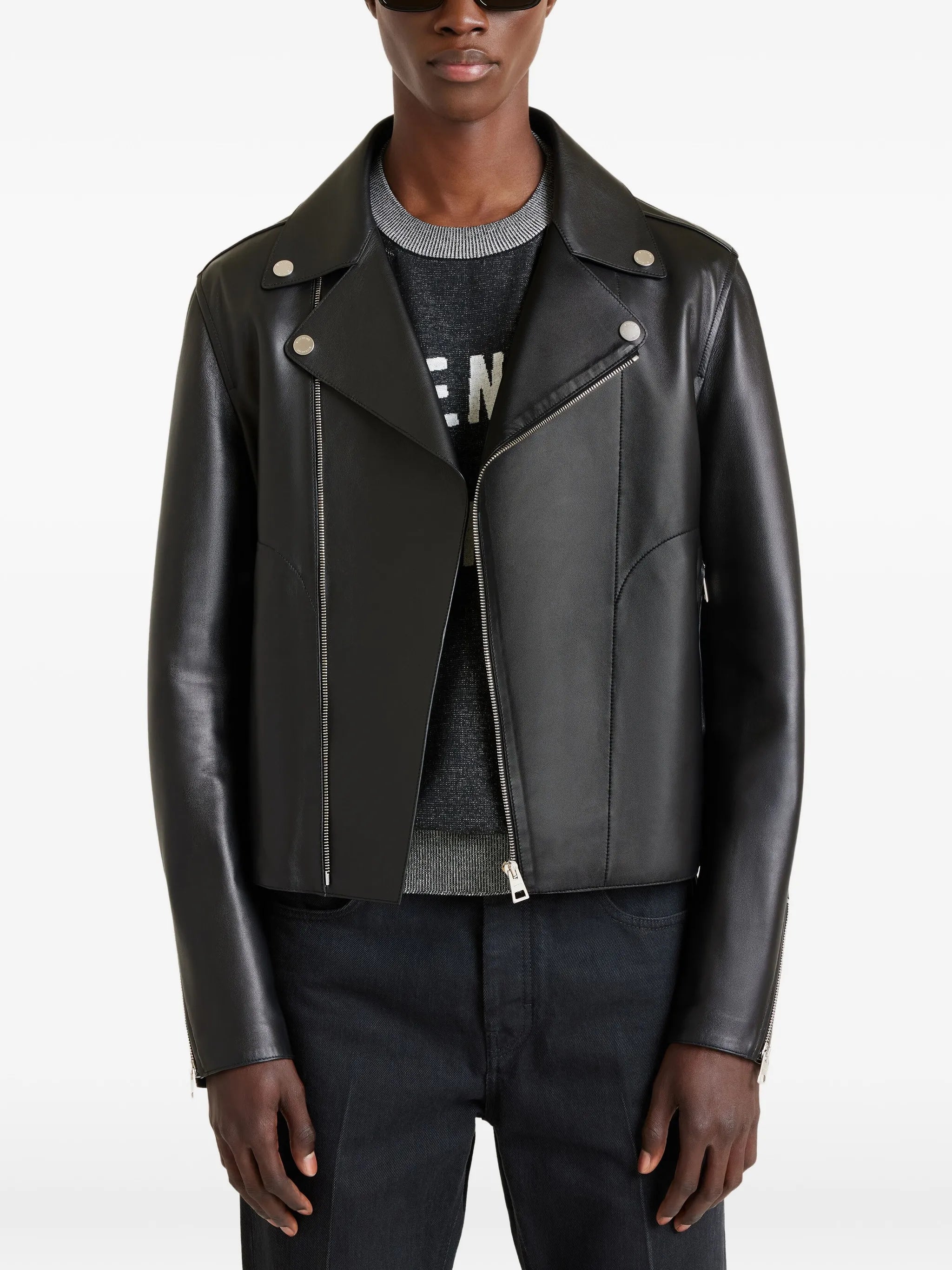 Couture Seam zipped blouson in nappa leather