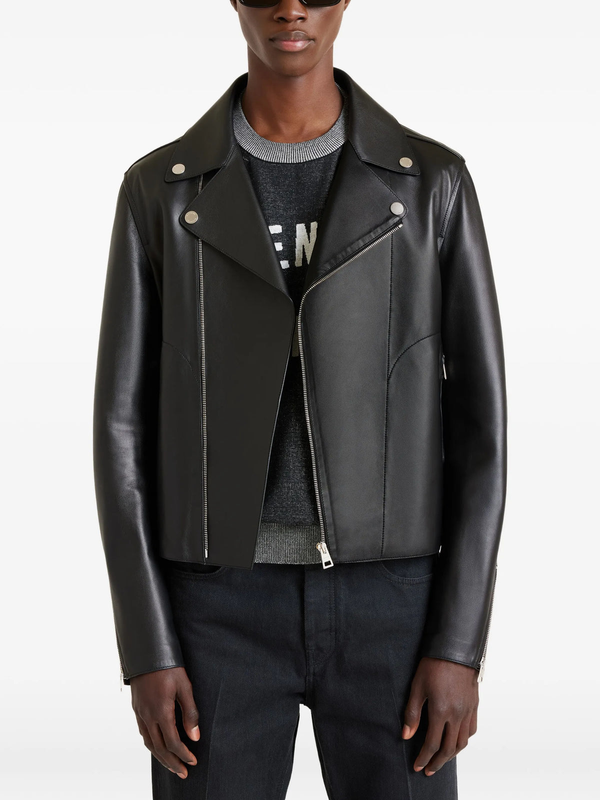 Couture Seam zipped blouson in nappa leather