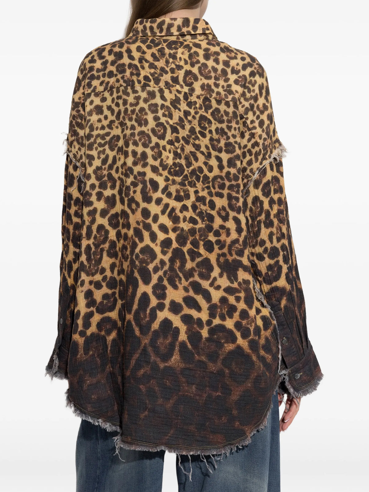 leopard-print frayed shirt