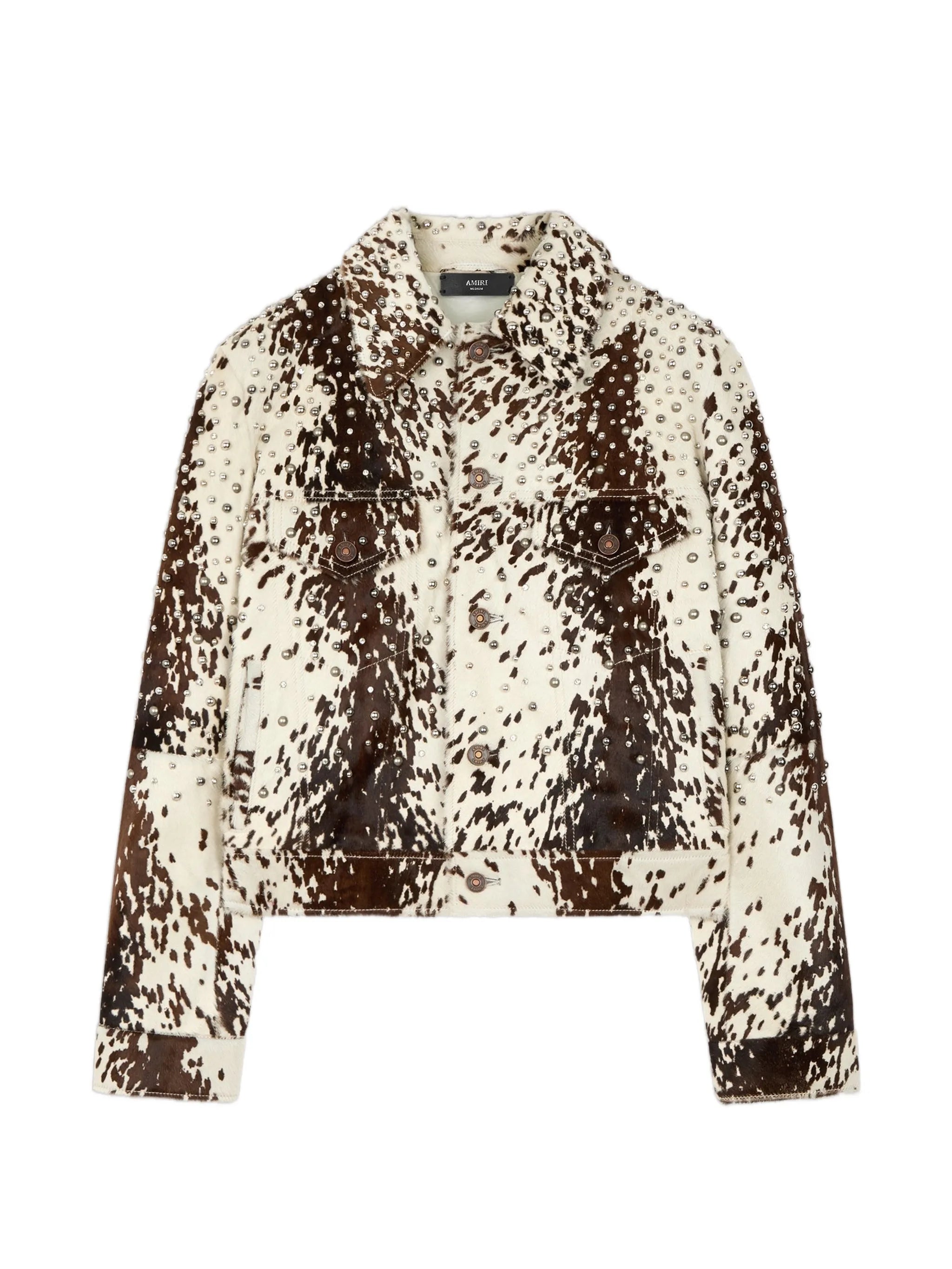 cowhide embellished trucker jacket