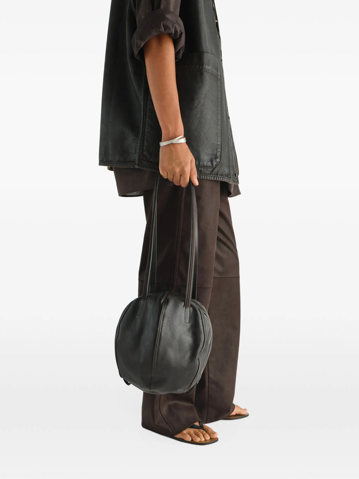 small Helmet shoulder bag in grained paper-lux leather