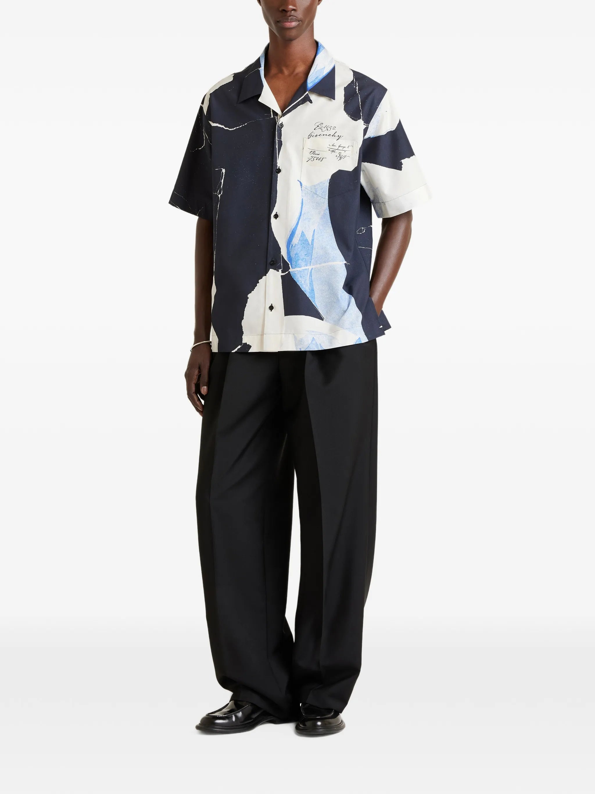 shirt in cotton and silk with Collage print