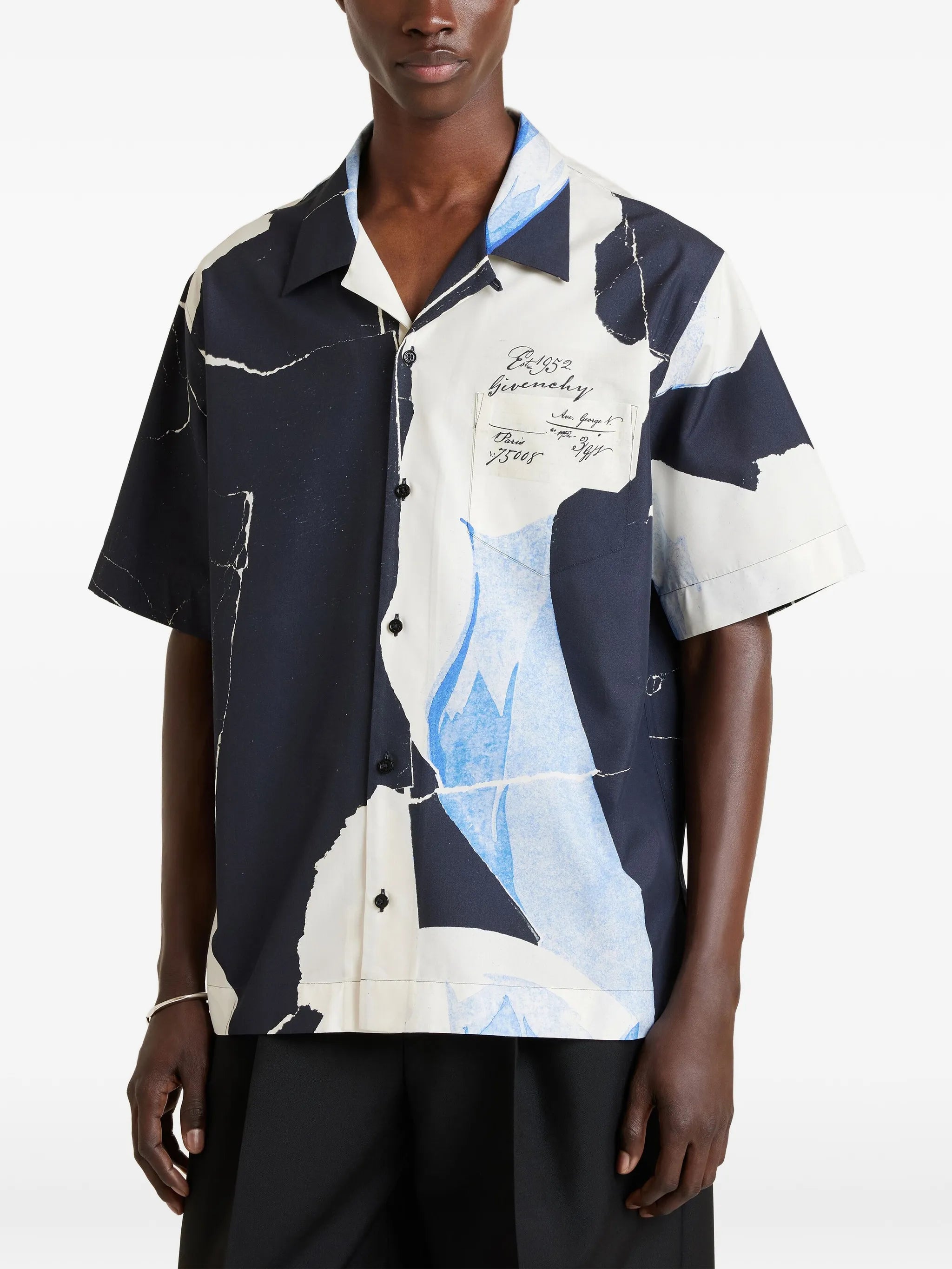 shirt in cotton and silk with Collage print