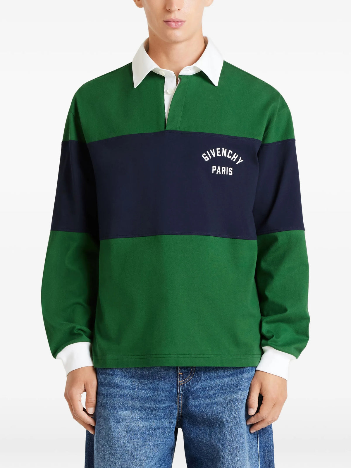 bicolor polo in cotton with Givenchy Paris embroidery