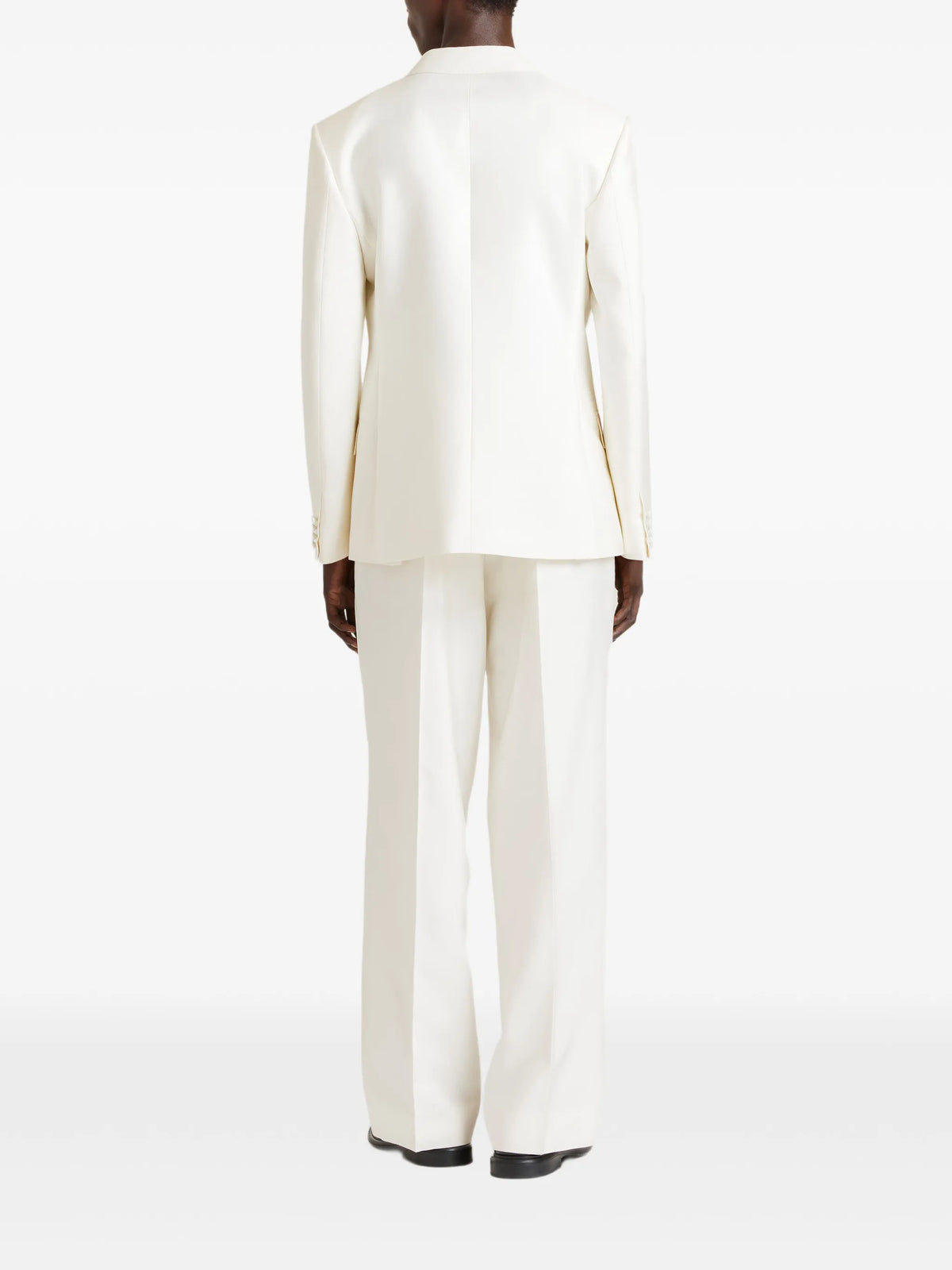 double-breasted fitted jacket in wool and silk