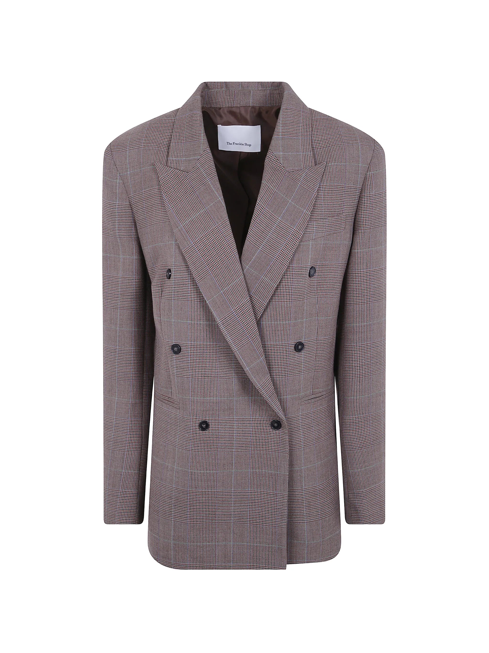 double-breasted Prince of Wales check blazer