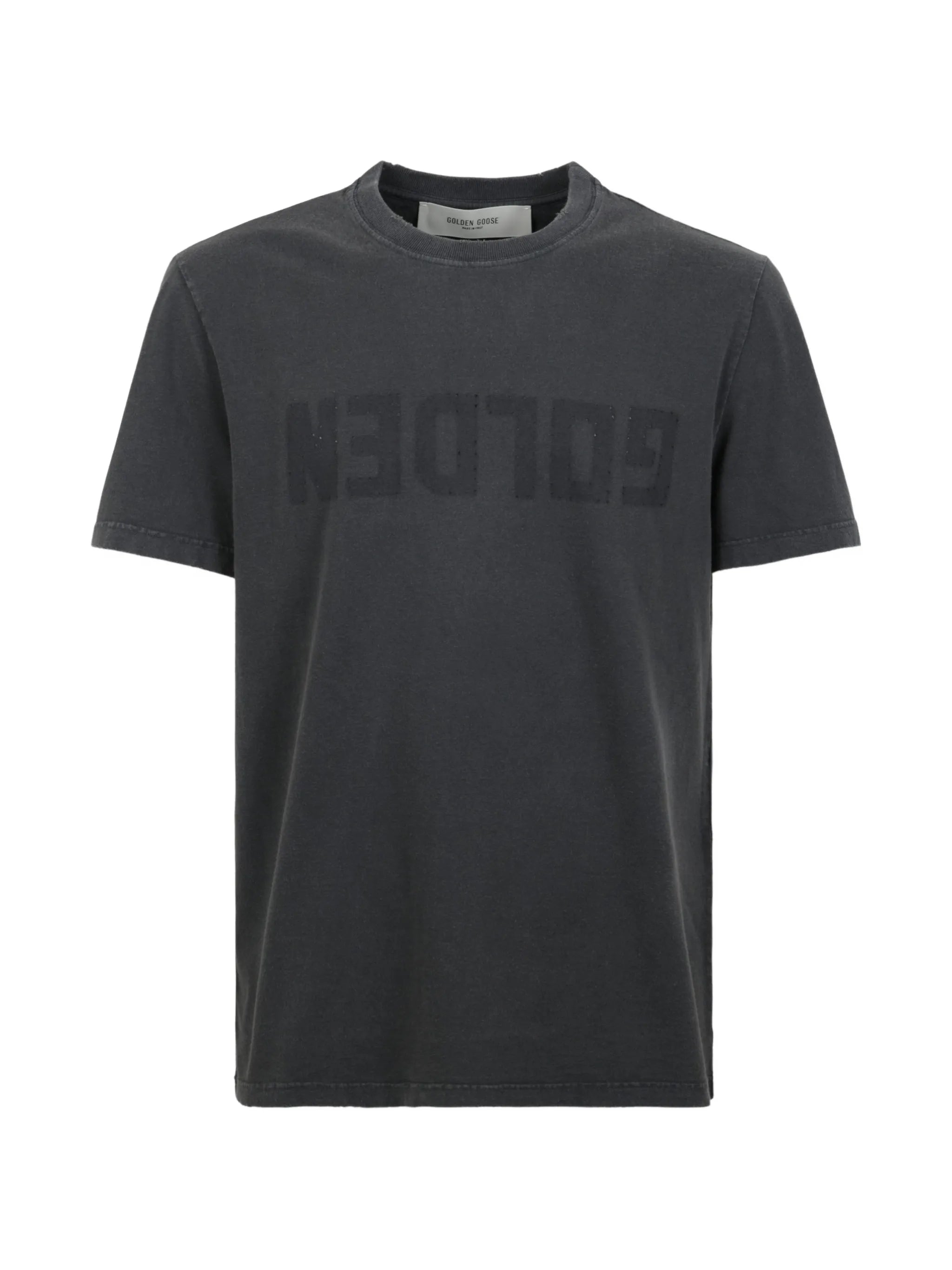 anthracite gray T-shirt with distressed treatment