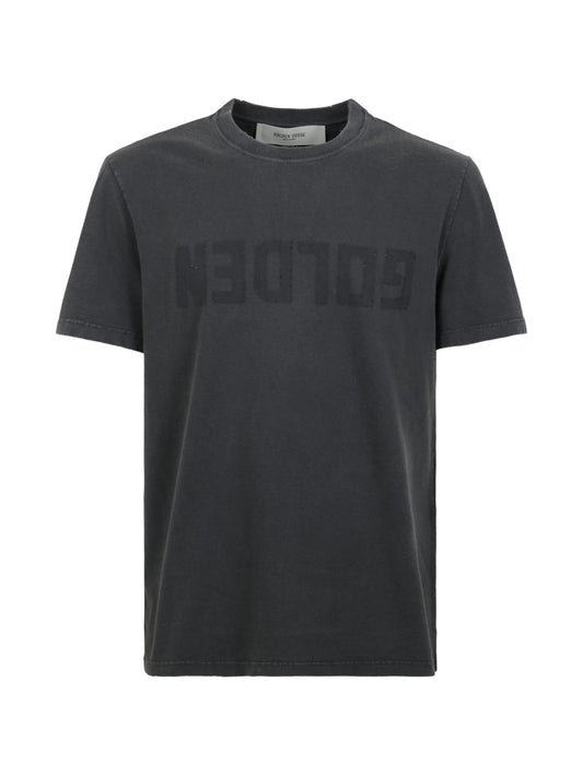 anthracite gray T-shirt with distressed treatment