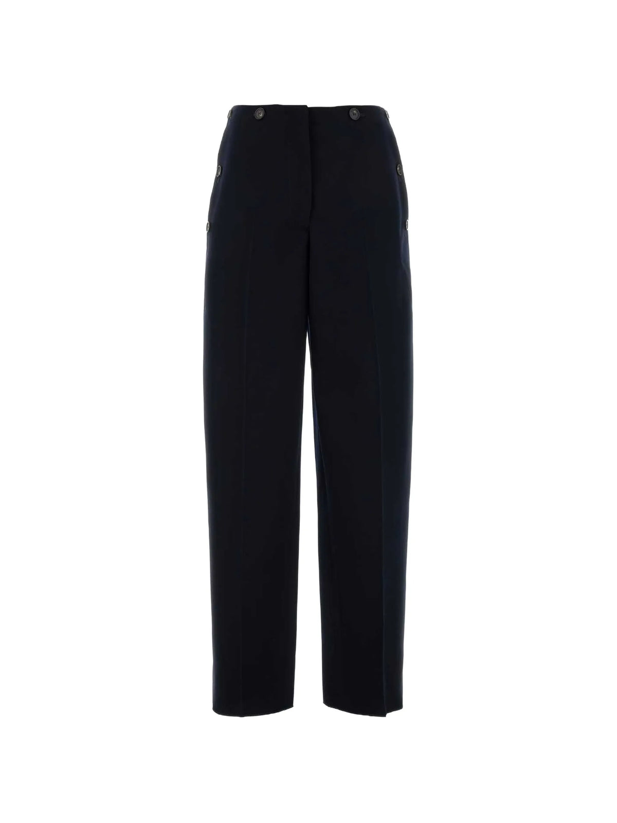 button-detailing virgin-wool straight trousers