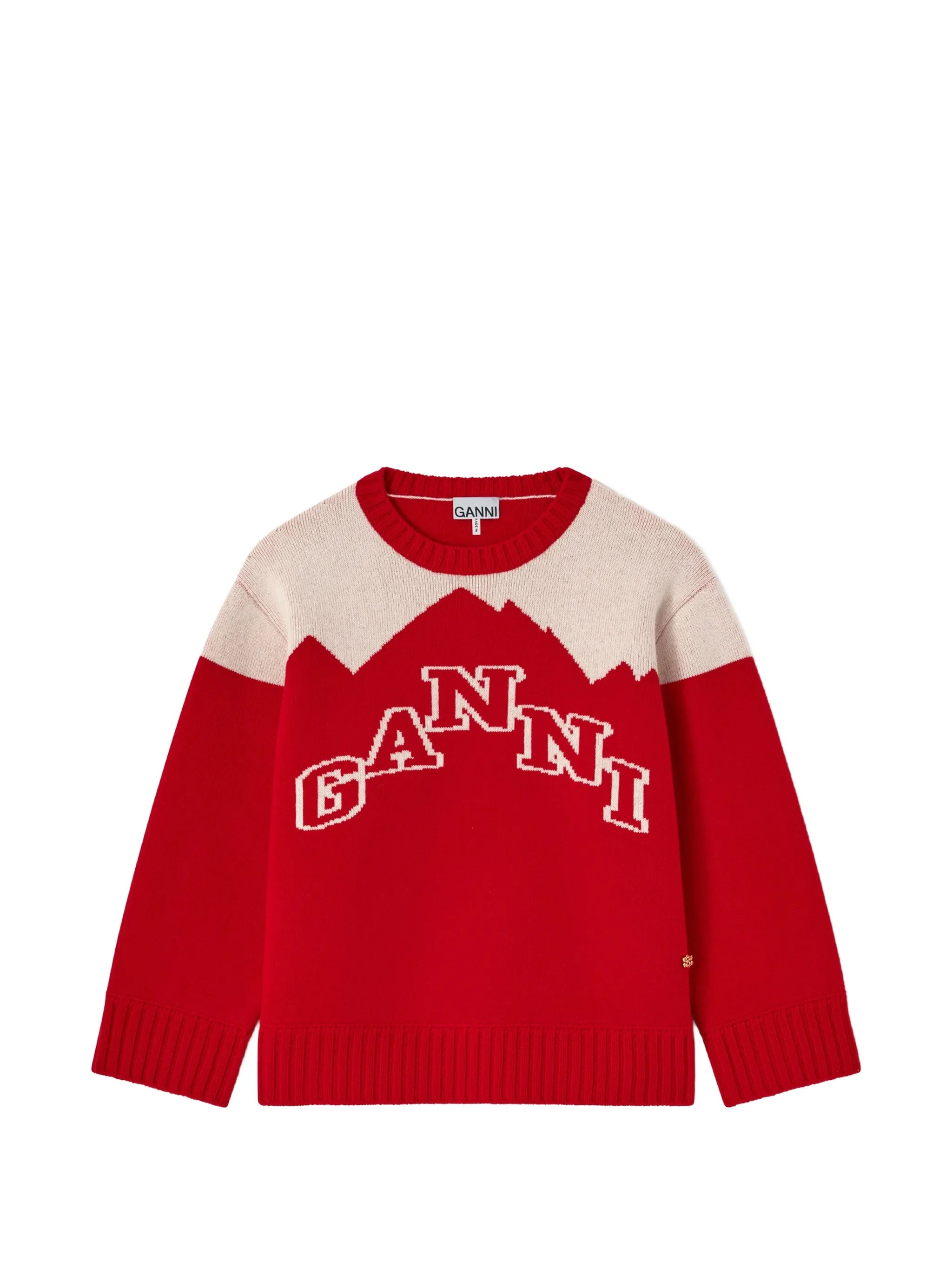 logo-intarsia mountain-pattern sweater
