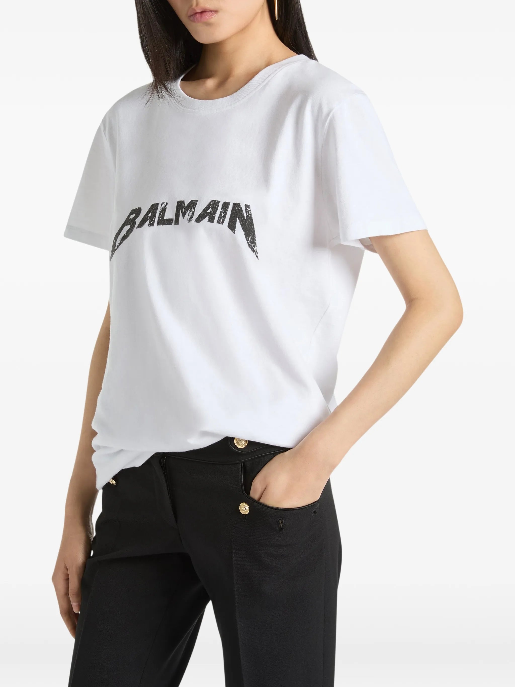 T-shirt with Balmain Band print