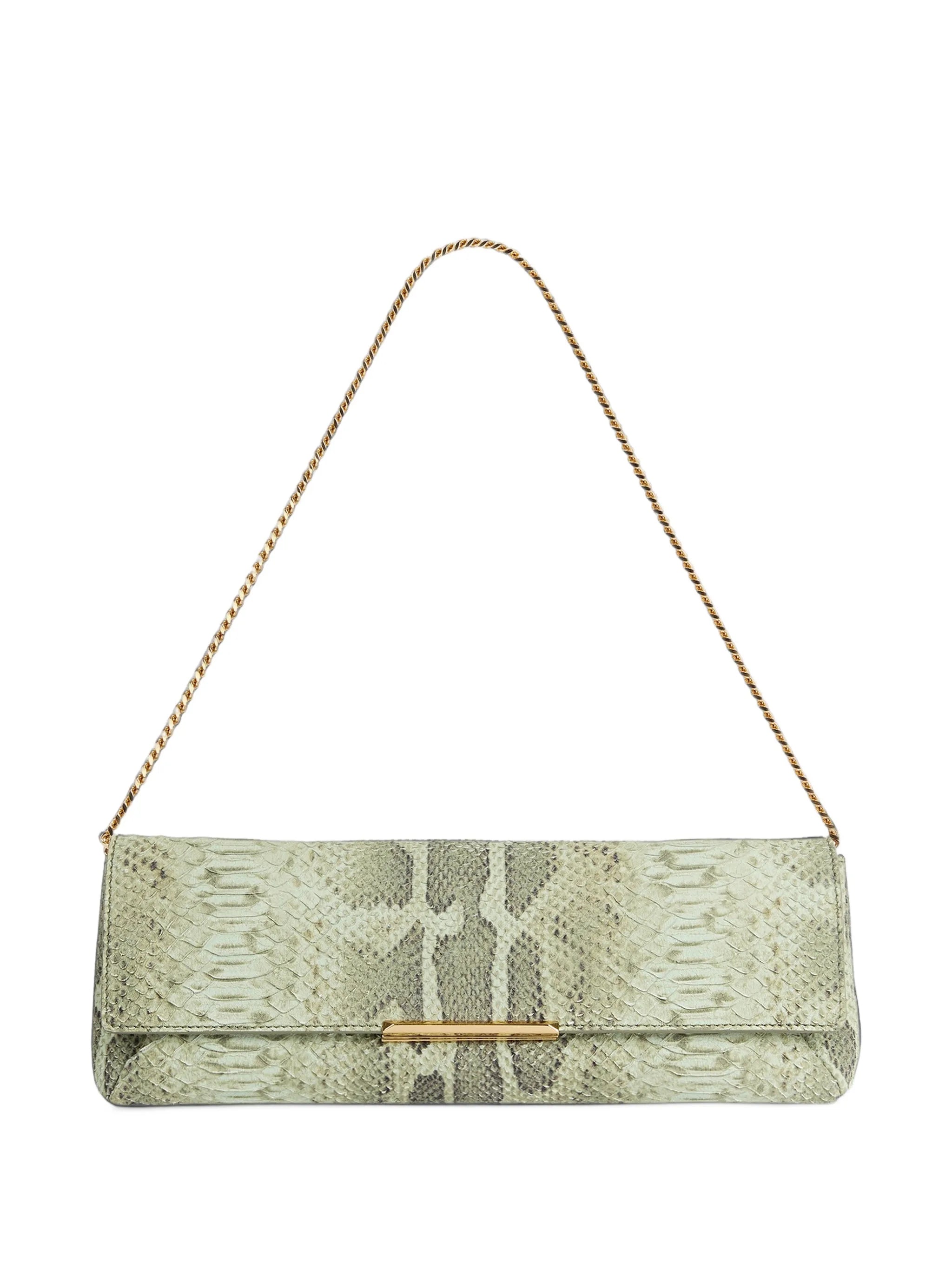 small clutch bag in python-effect suede