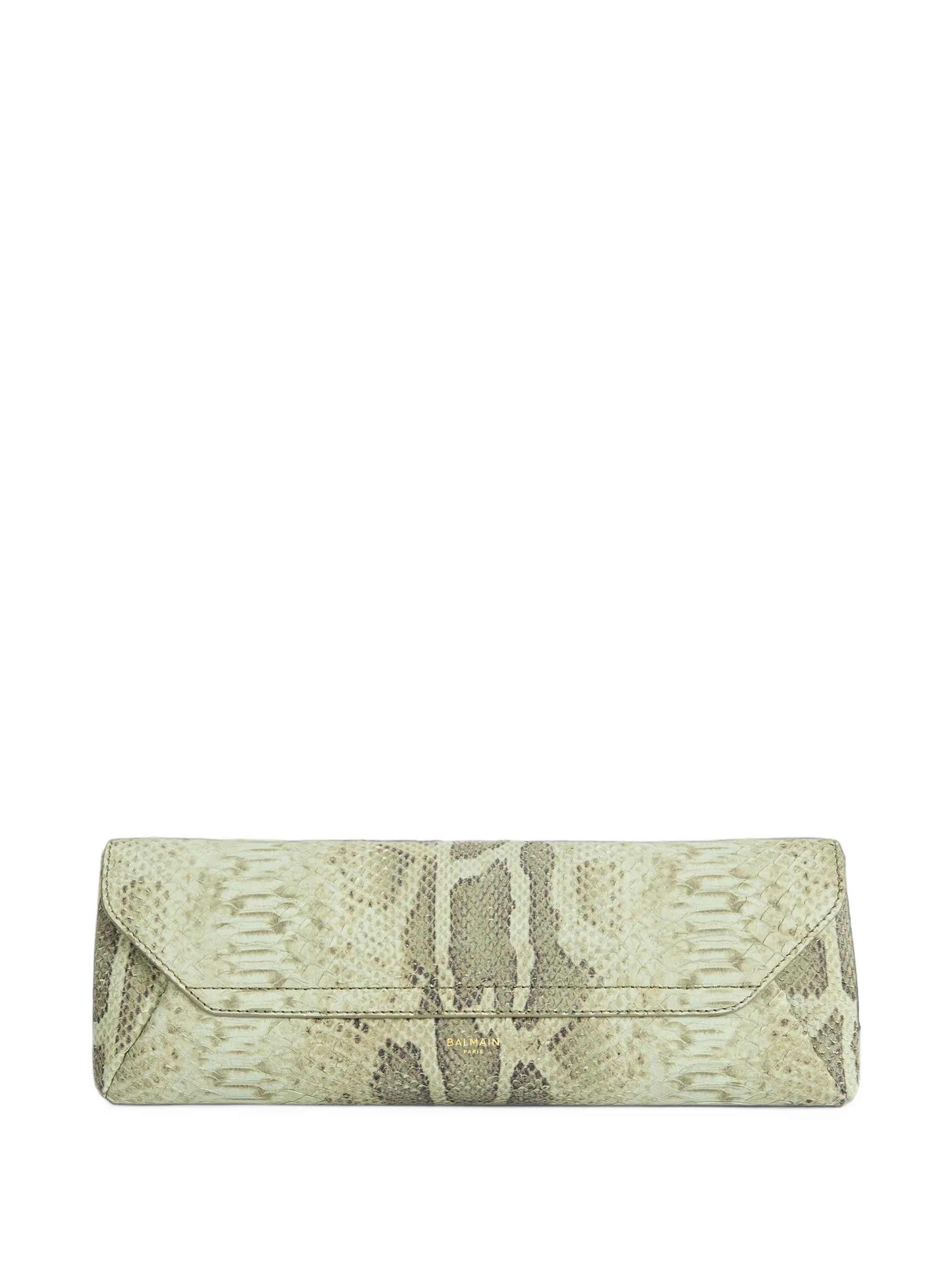 small clutch bag in python-effect suede
