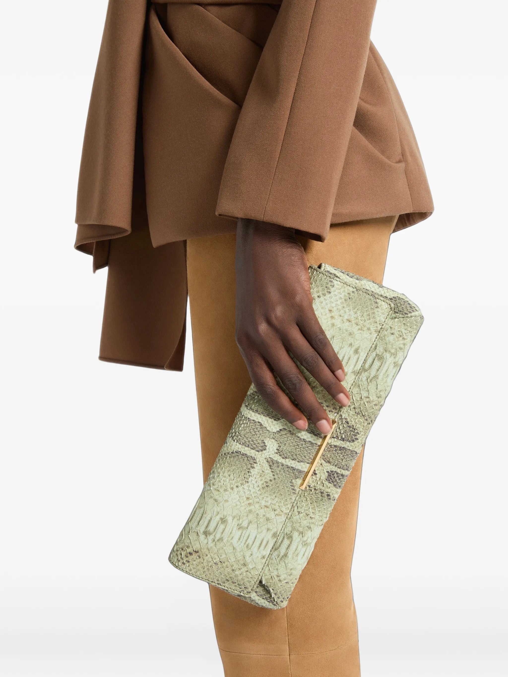 small clutch bag in python-effect suede