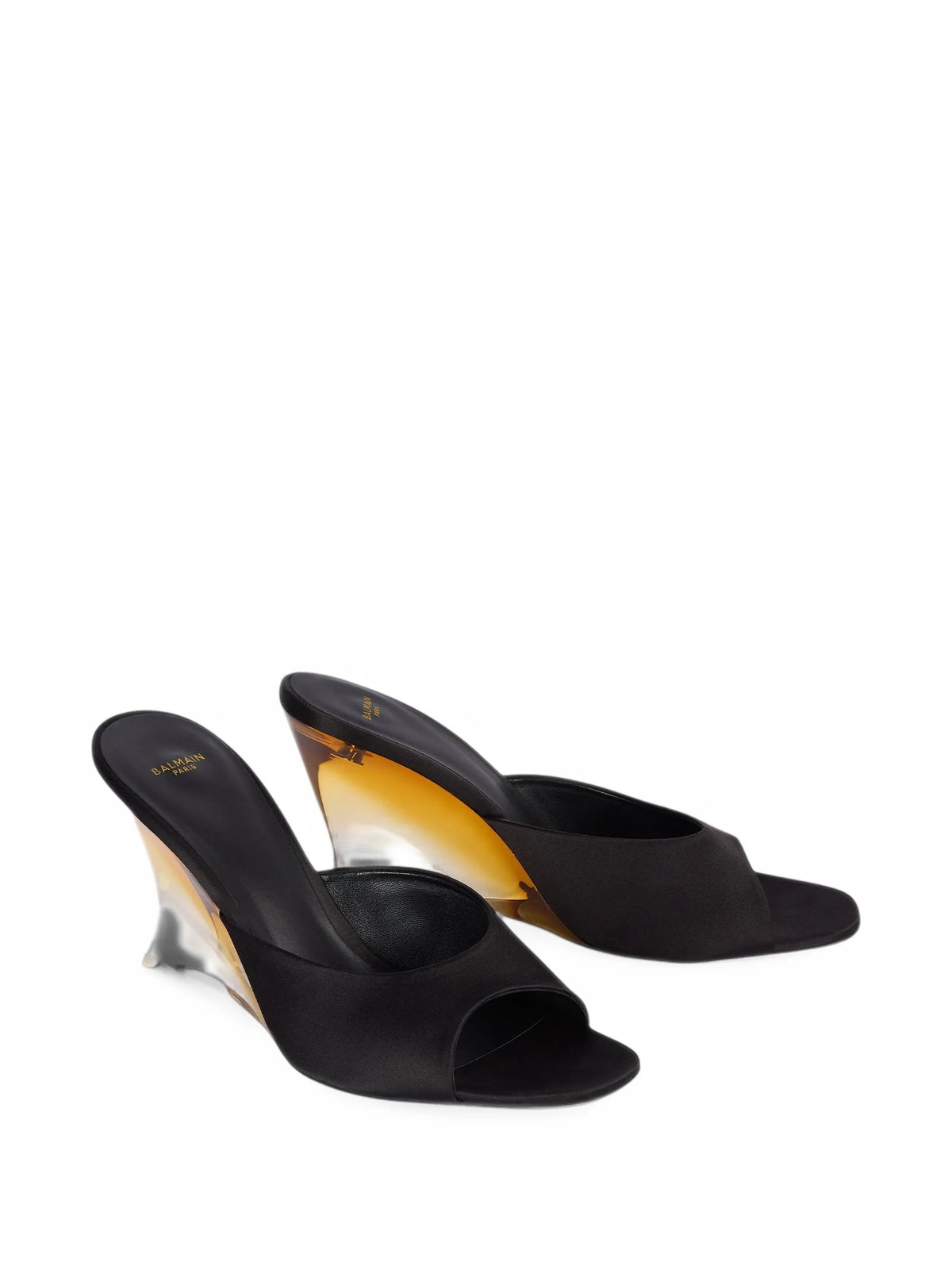 satin wedge mules
