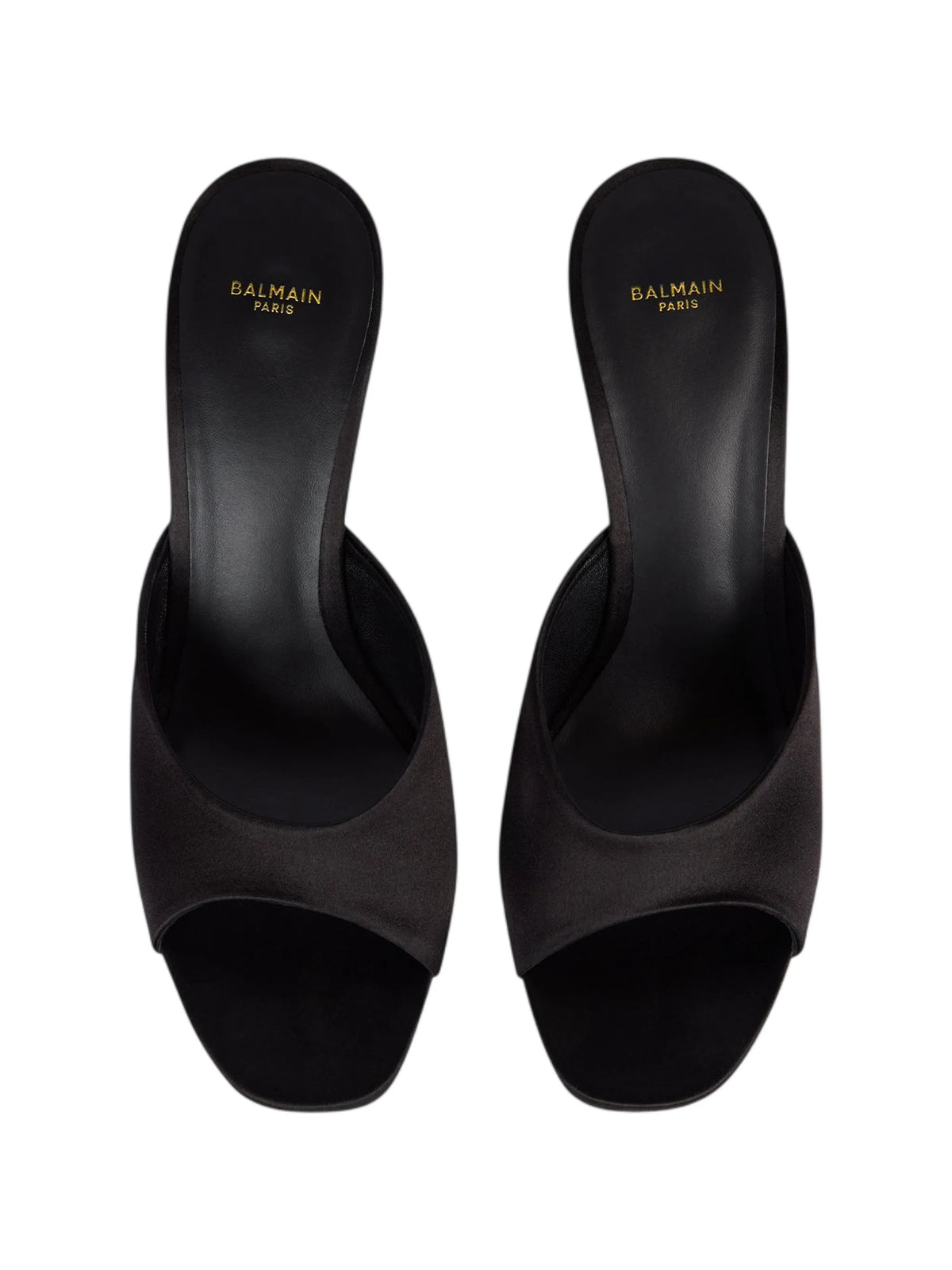 satin wedge mules