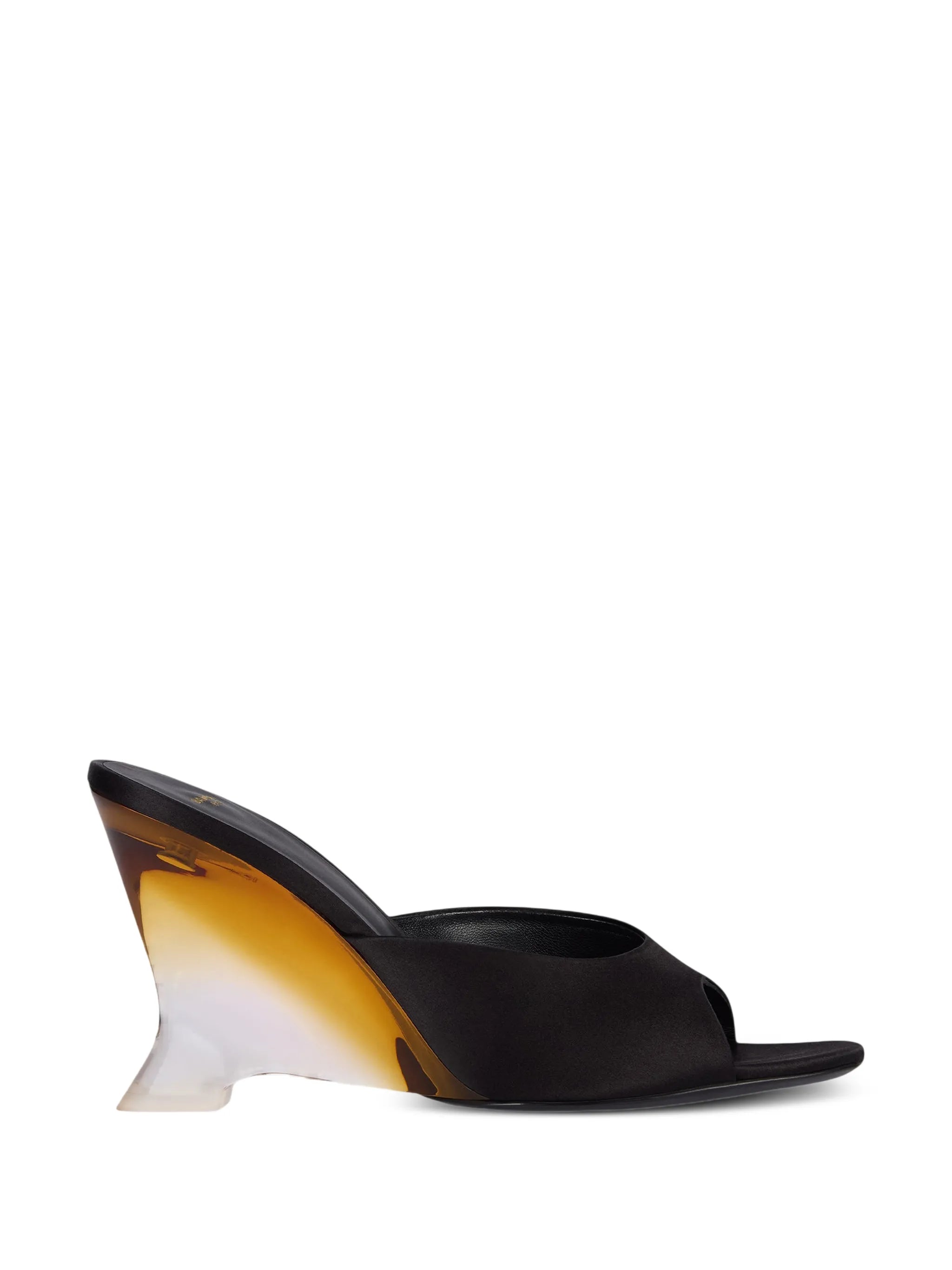 satin wedge mules