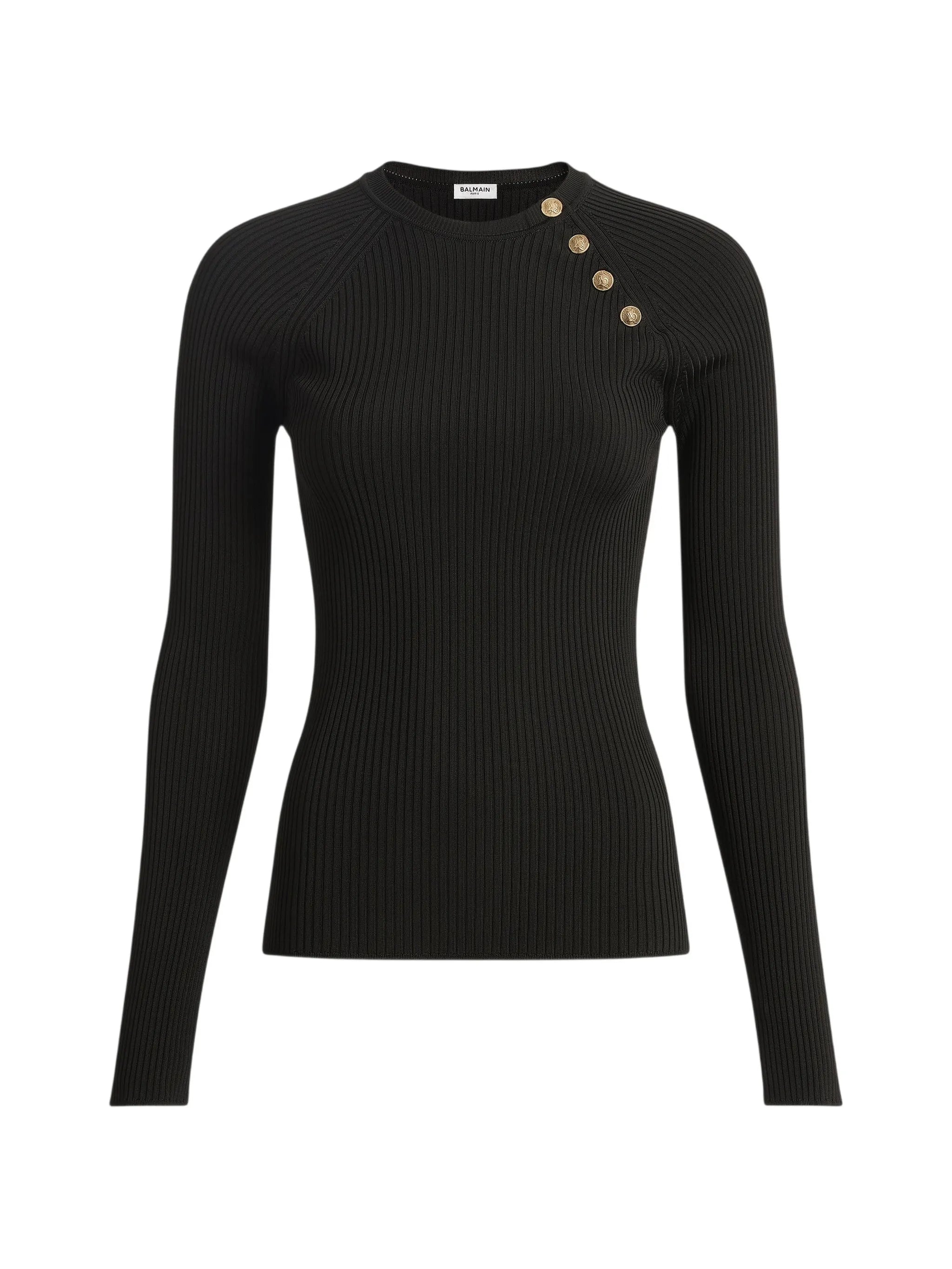 button-embellished ribbed-knit sweater