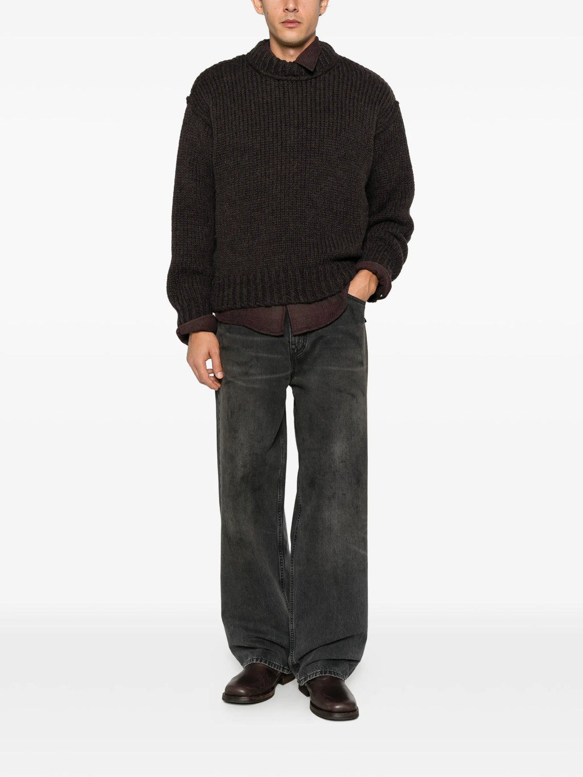 mock roundneck sweater