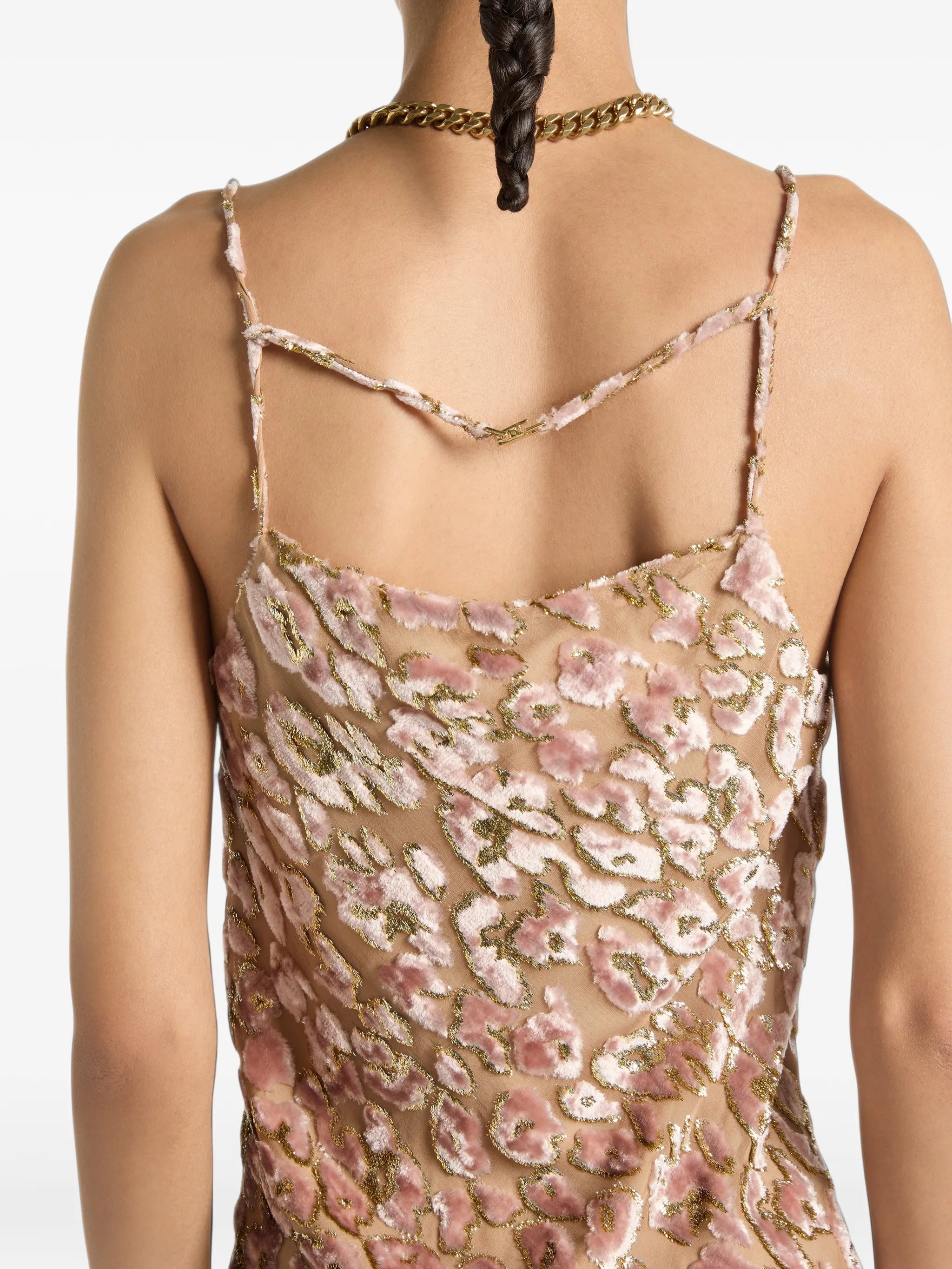 velvet jacquard dress with spaghetti straps