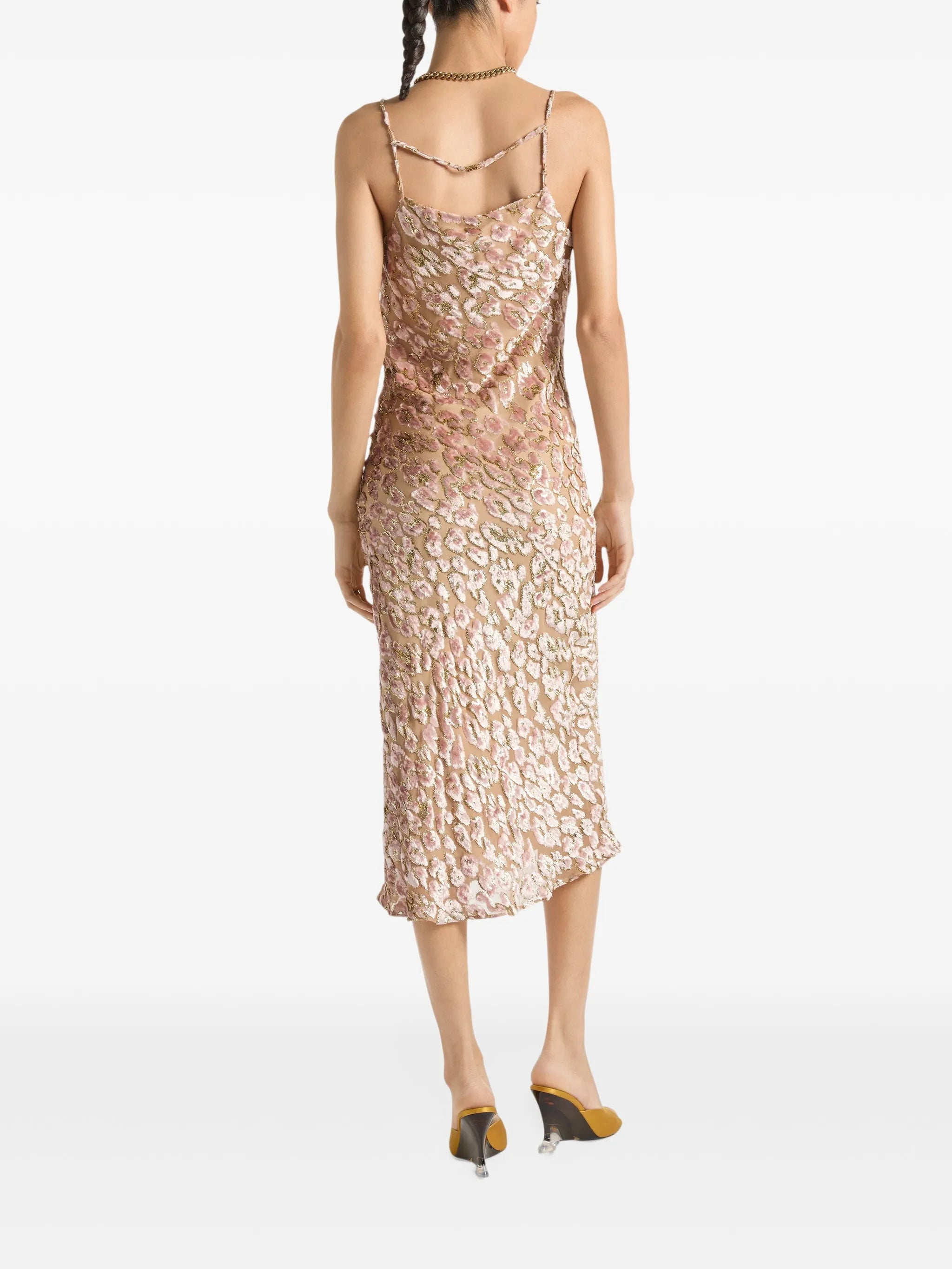 velvet jacquard dress with spaghetti straps