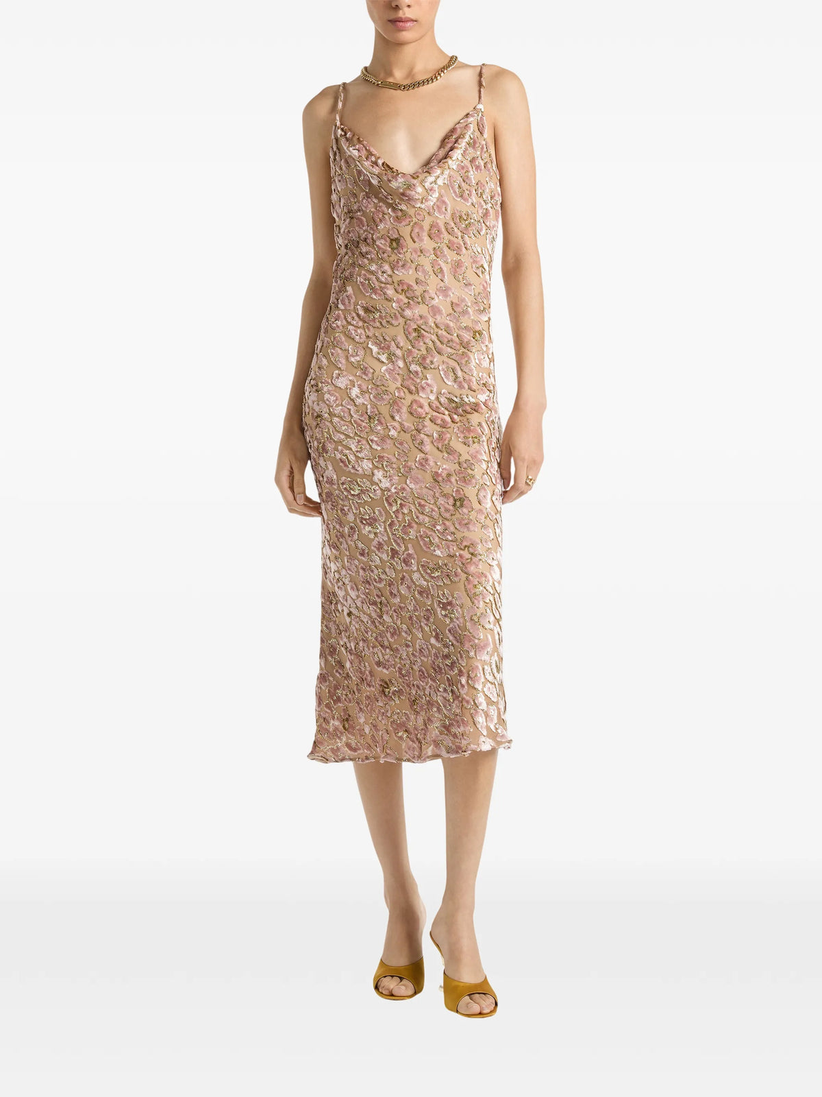 velvet jacquard dress with spaghetti straps