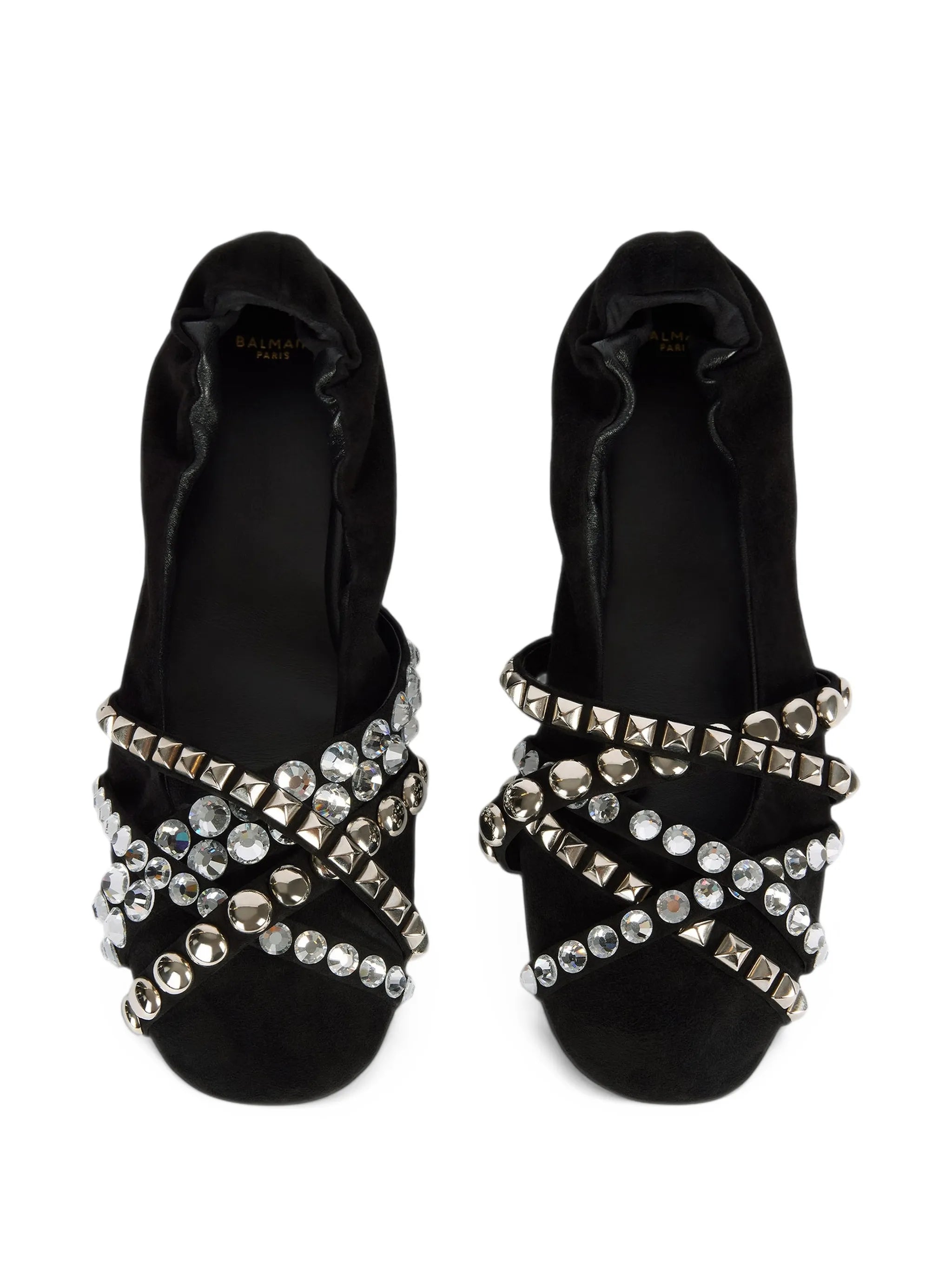 studded suede ballet flats