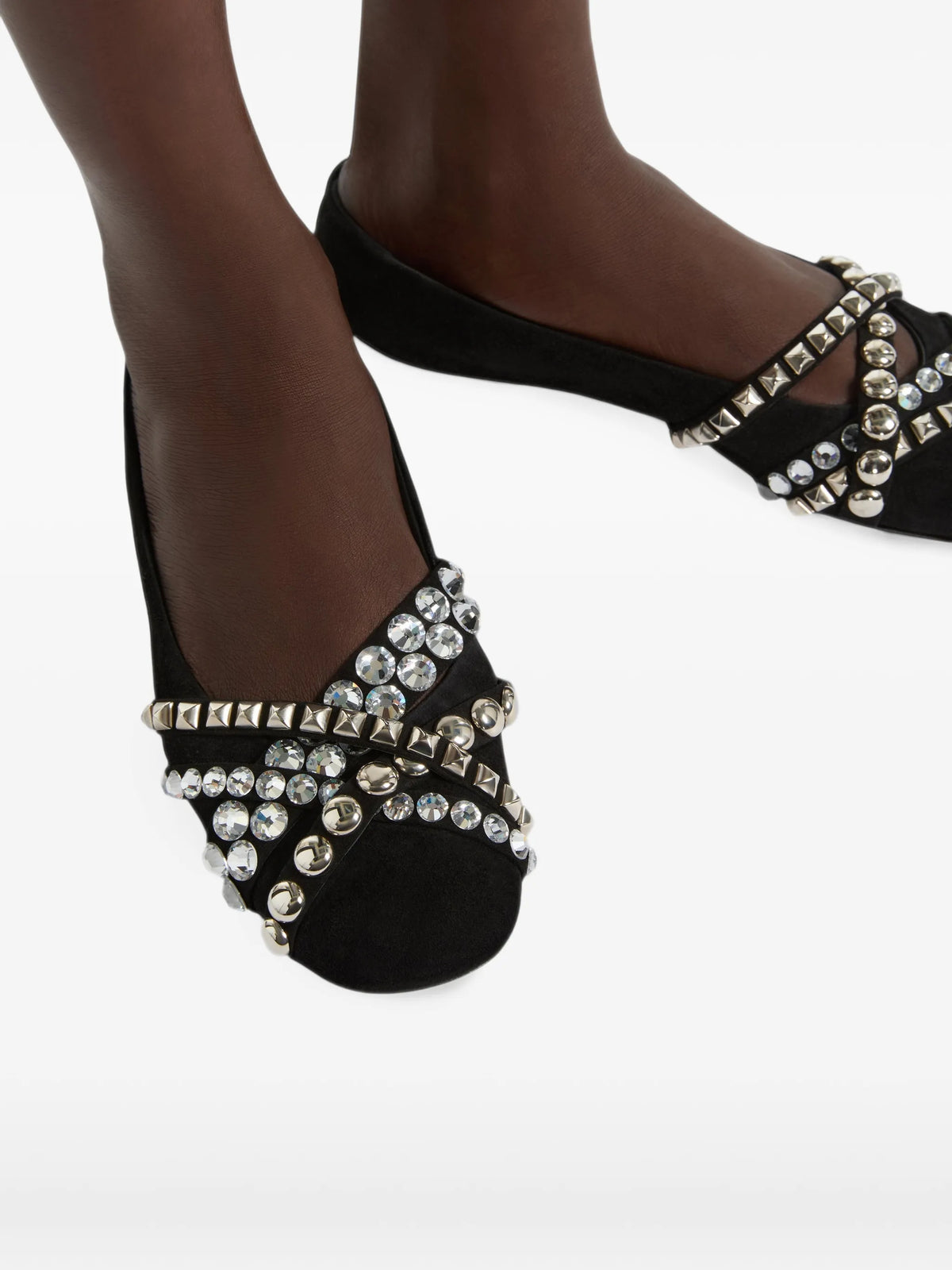 studded suede ballet flats