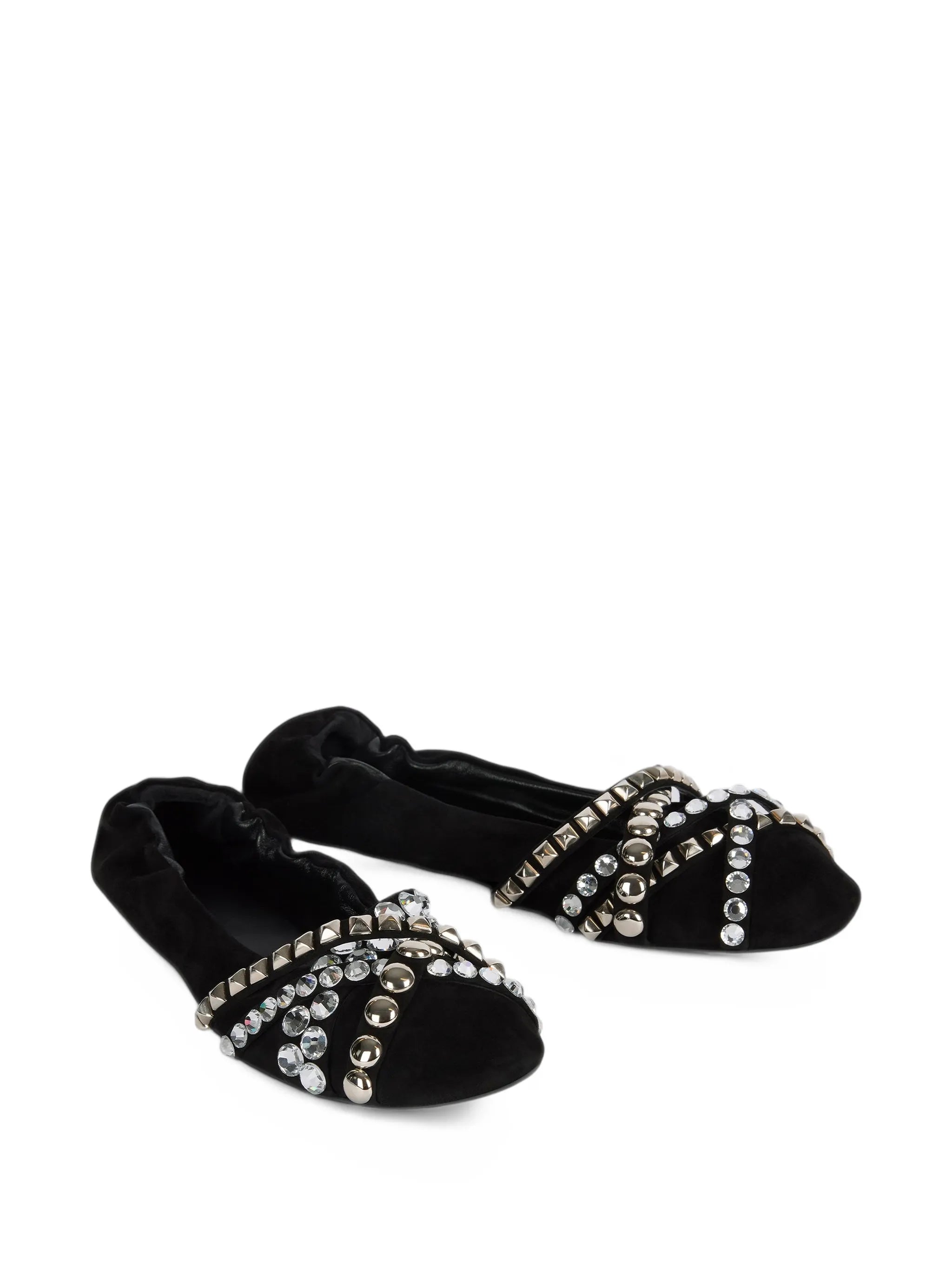 studded suede ballet flats